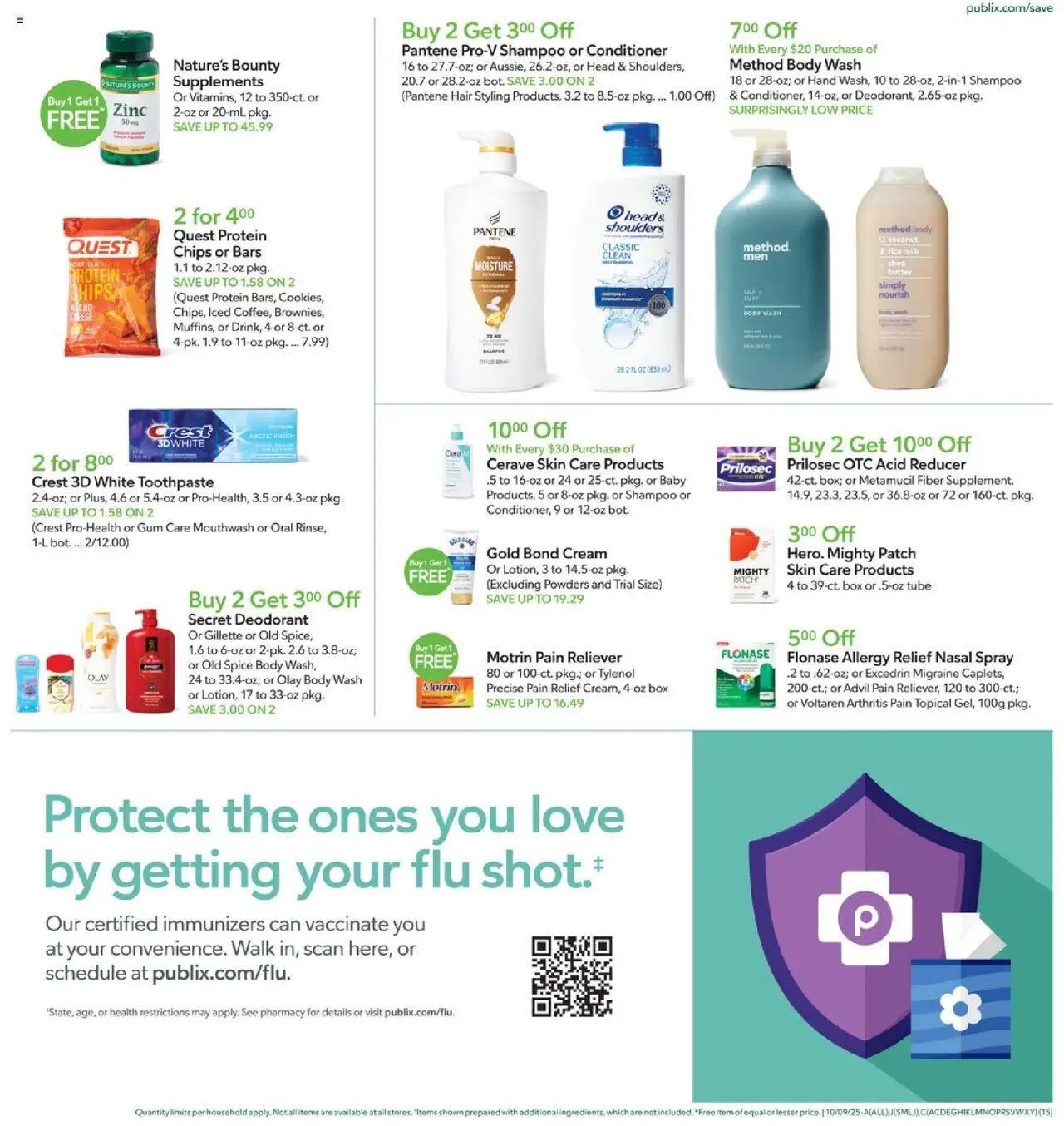 Publix Leaflet - valid from 08.10.2025 | Page: 15 | Products: Shampoo, Conditioner, Deodorant, Mouthwash