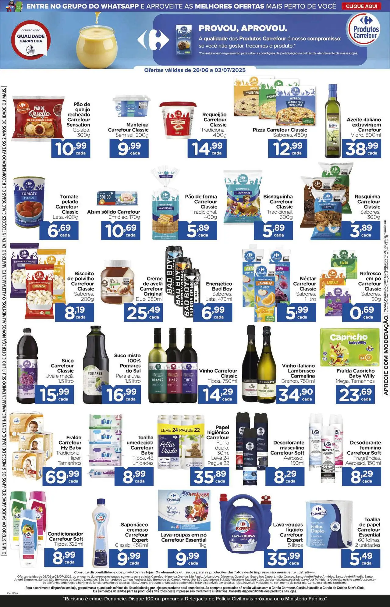 Carrefour Folheto - válido de 26.06.2025 | Página: 12 | Produtos: Refresco, Vinho, Rosquinha, Requeijão