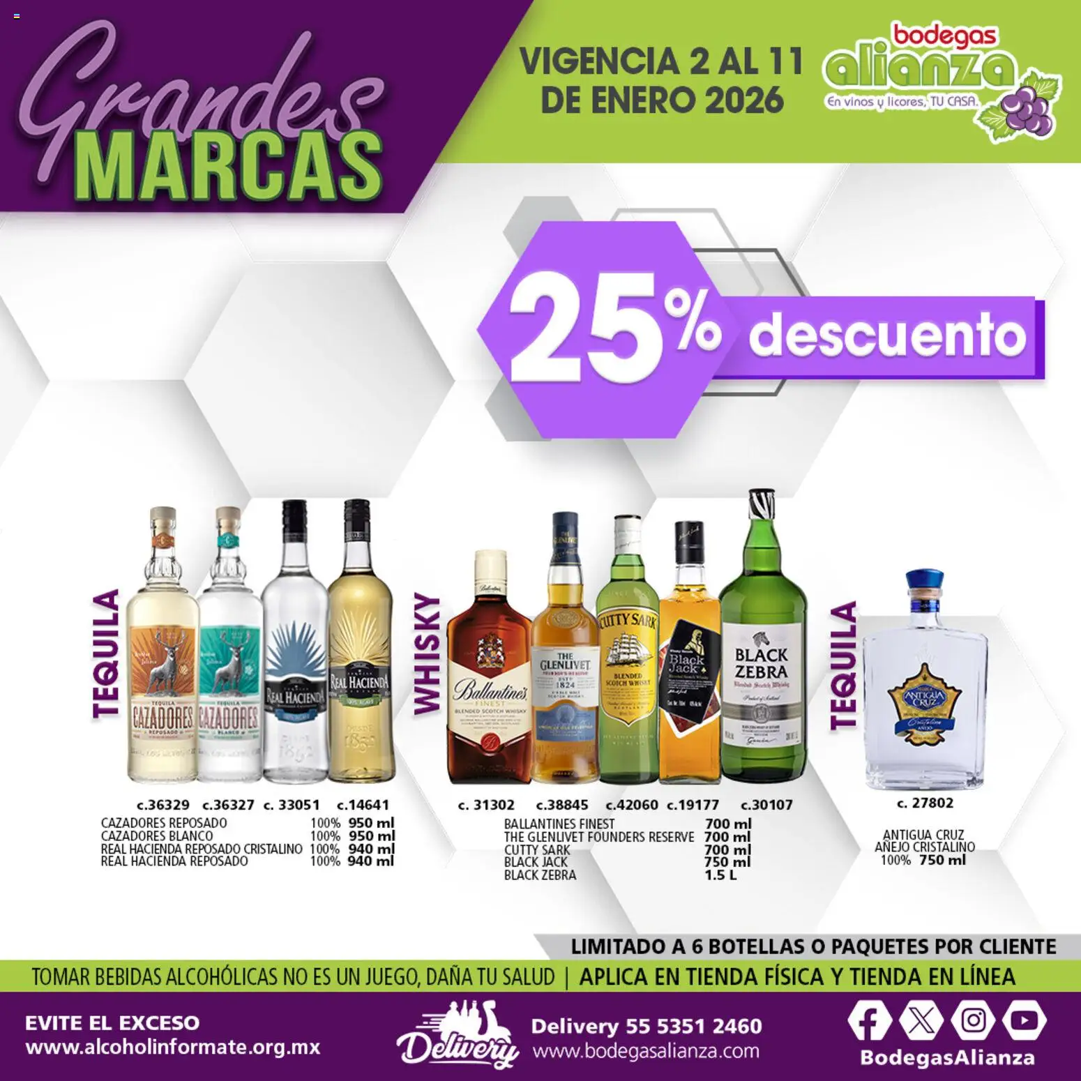 Nuevas ofertas de Bodegas Alianza válidas en toda la República Mexicana desde el 02.01.2026. ¡Encuentra las mejores ofertas en Bodegas Alianza catálogo Grandes Marcas! | Página: 3 | Productos: Tequila, Whisky