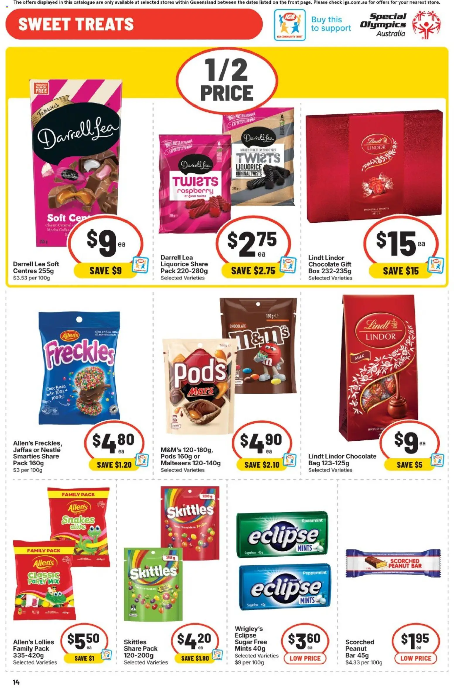 IGA catalogue - valid from 29.04.2026 | Page: 14 | Products: Chocolate, Lindt Chocolate, Fruits, Bag