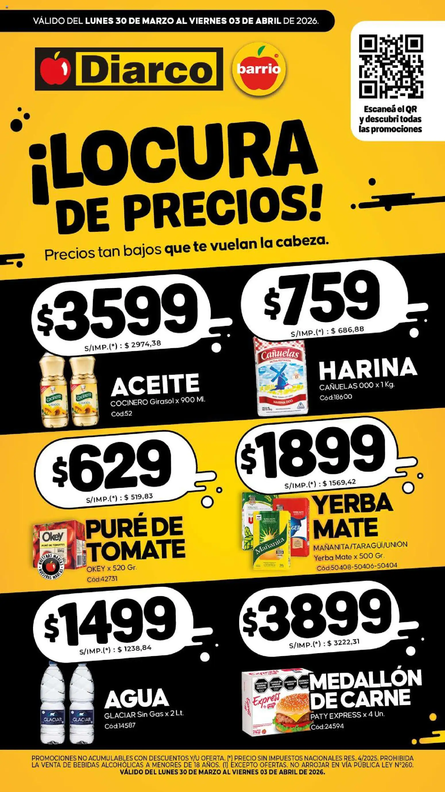 Diarco - Especial Locura De Precios │ válido desde el 30.03.2026 | Página: 1 | Productos: Mate, Harina, Yerba, Té