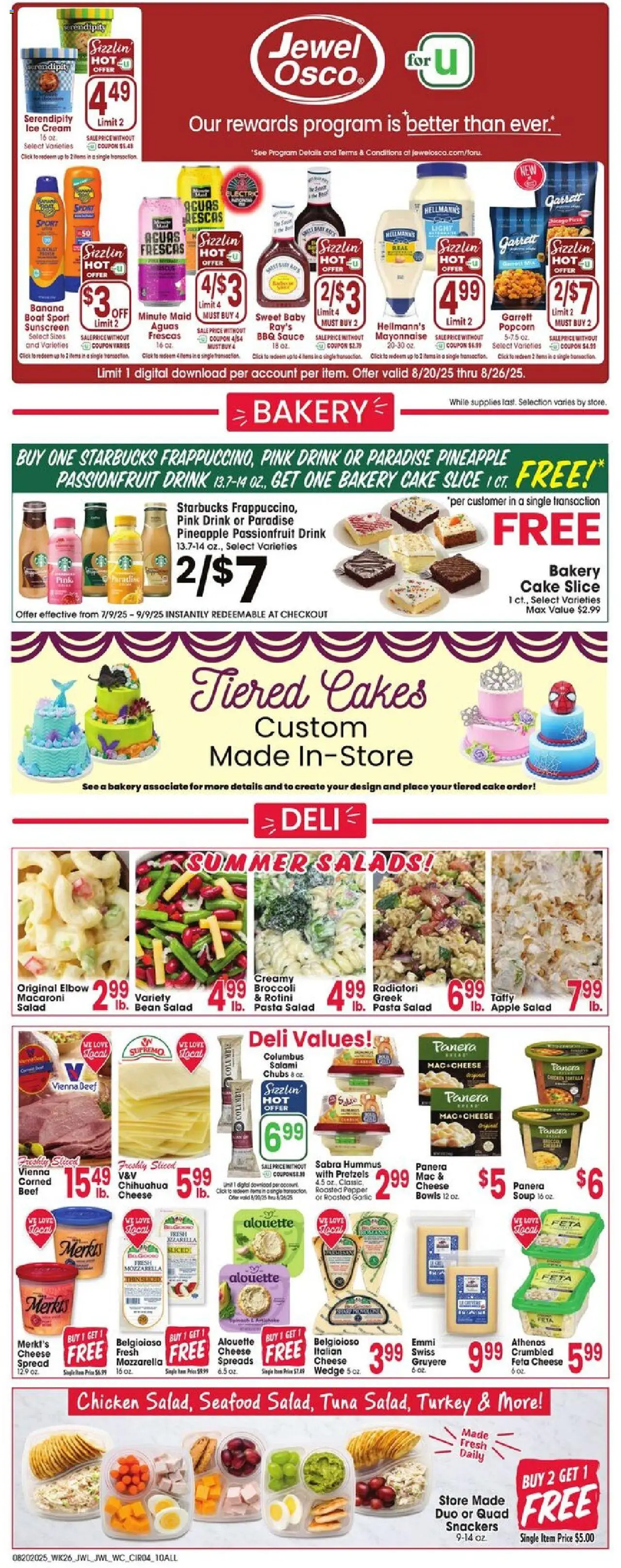 Jewel Osco Weekly Ad - valid from 20.08.2025 | Page: 4 | Products: Broccoli, Sunscreen, Beef, Garlic