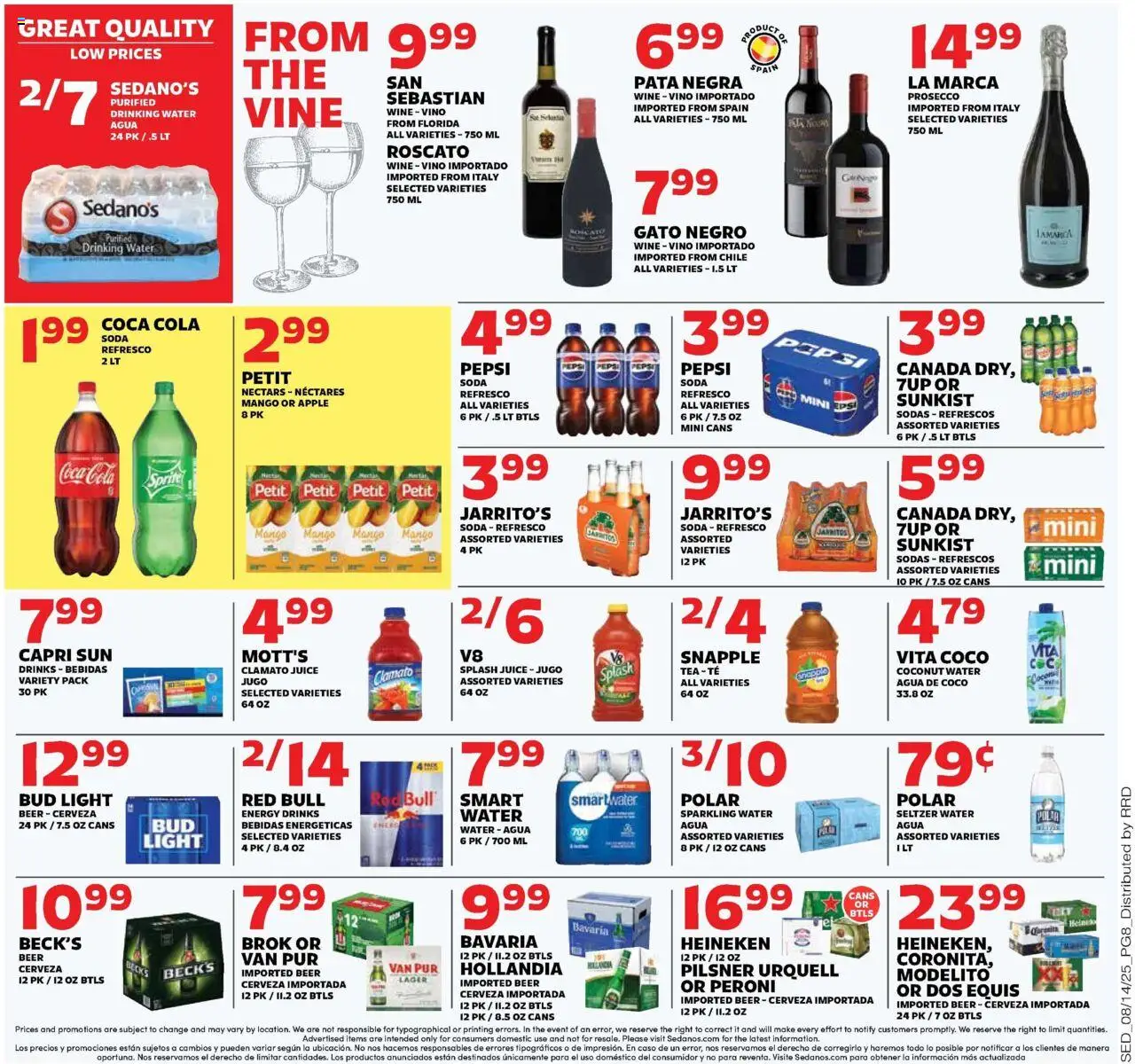 Sedano's Weekly Ad - valid from 13.08.2025 | Page: 8 | Products: Juice, Wine, Water, Mango