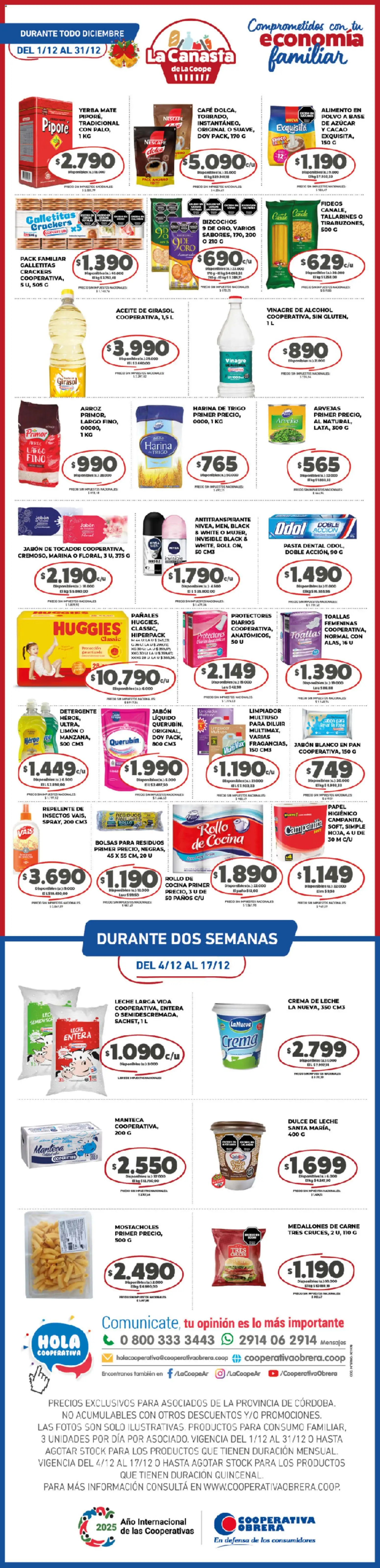 Cooperativa Obrera - La Canasta de La Coope │ válido desde el 01.12.2025 | Página: 1 | Productos: Yerba, Pasta dental, Ropa, Pan