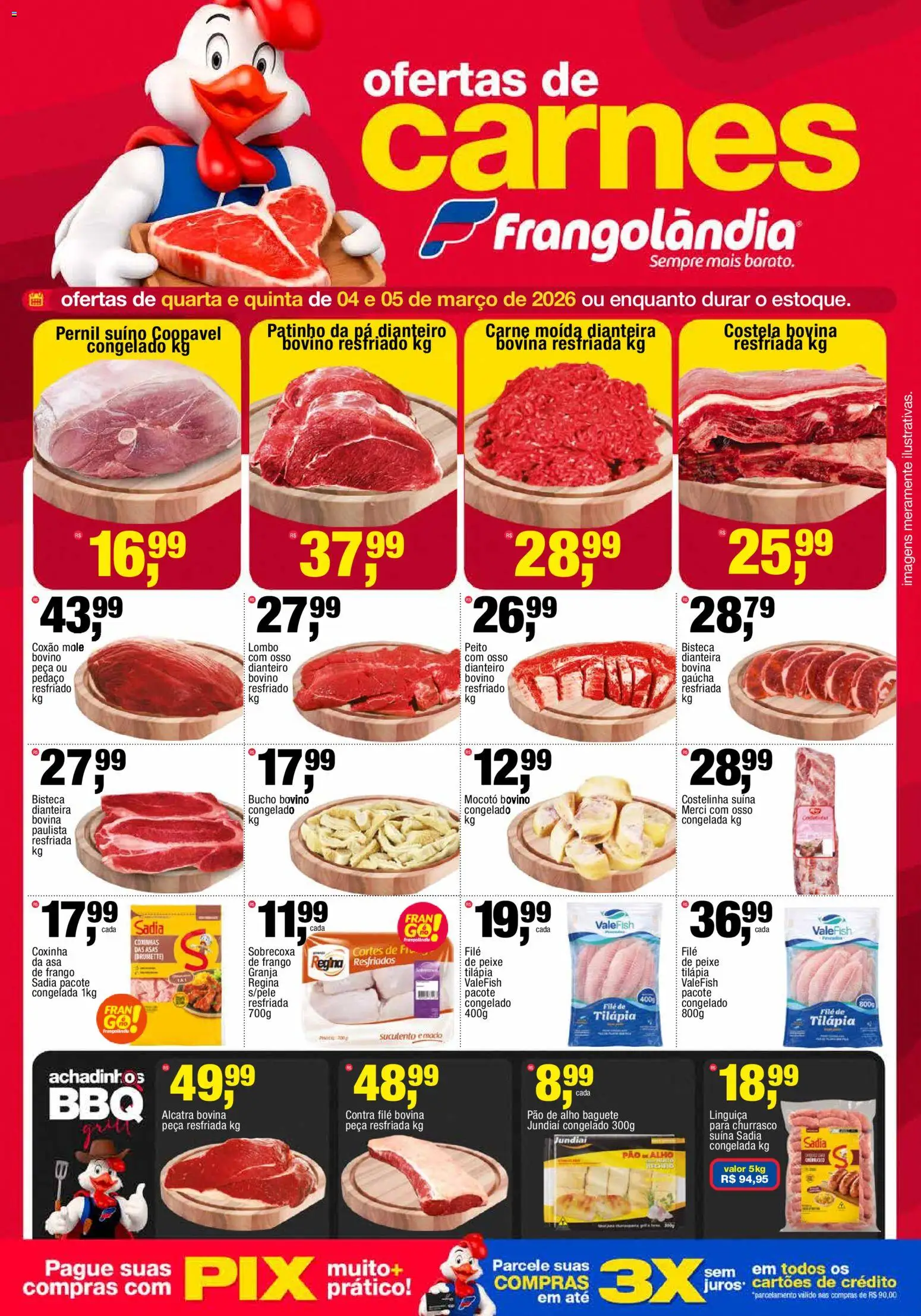 Frangolândia Folheto - válido de 04.03.2026 | Página: 1 | Produtos: Contra filé, Peixe, Pá, Filé de tilápia