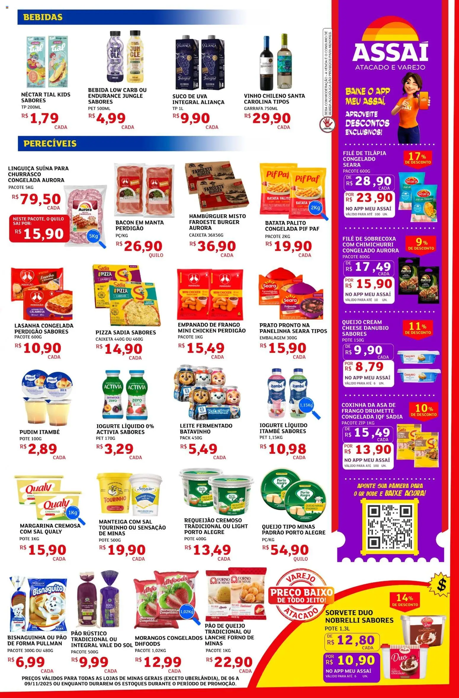 Assaí Atacadista Folheto - válido de 06.11.2025 | Página: 3 | Produtos: Pão, Vinho, Sorvete, Margarina