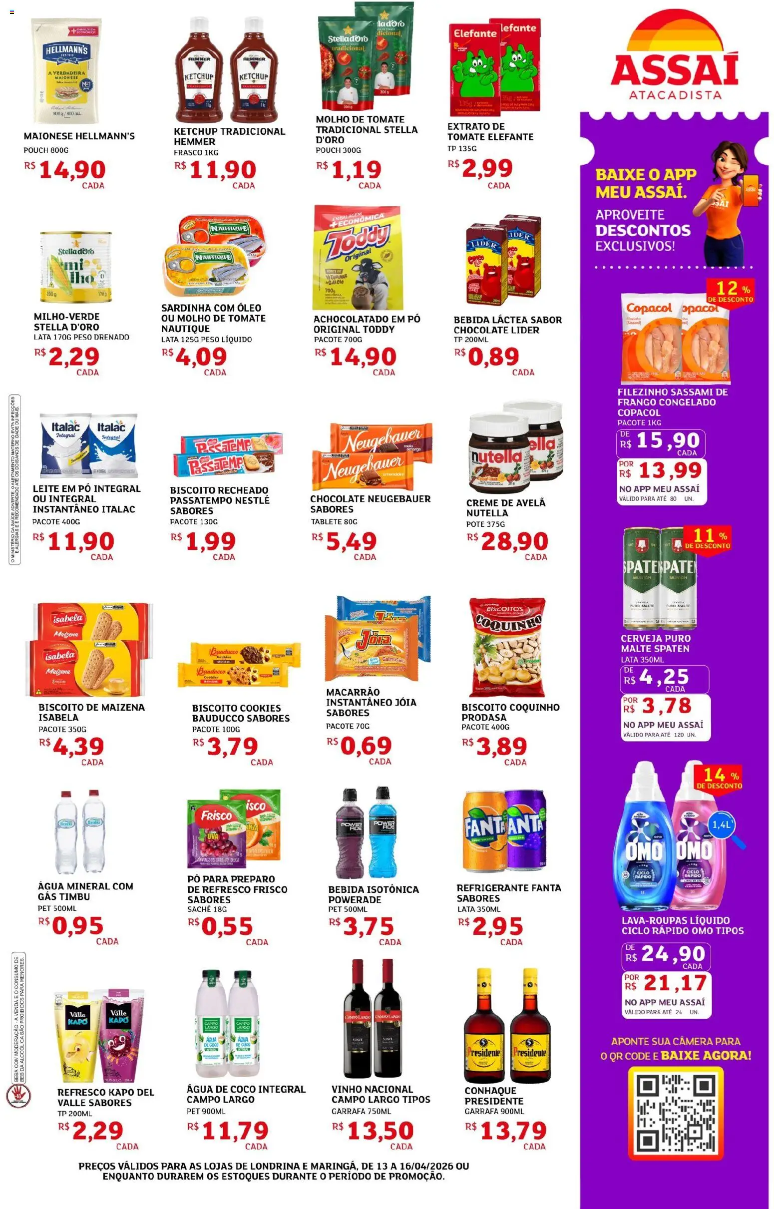 Assaí Atacadista Folheto - válido de 13.04.2026 | Página: 3 | Produtos: Frisco, Fanta, Conhaque, Biscoitos