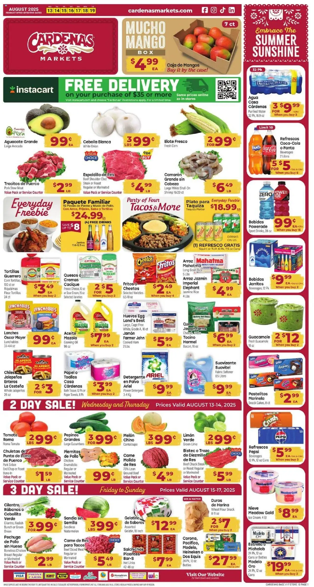 Cardenas Weekly Ad - valid from 13.08.2025 | Page: 1 | Products: Bath, Fabric softener, Cucumbers, Melon