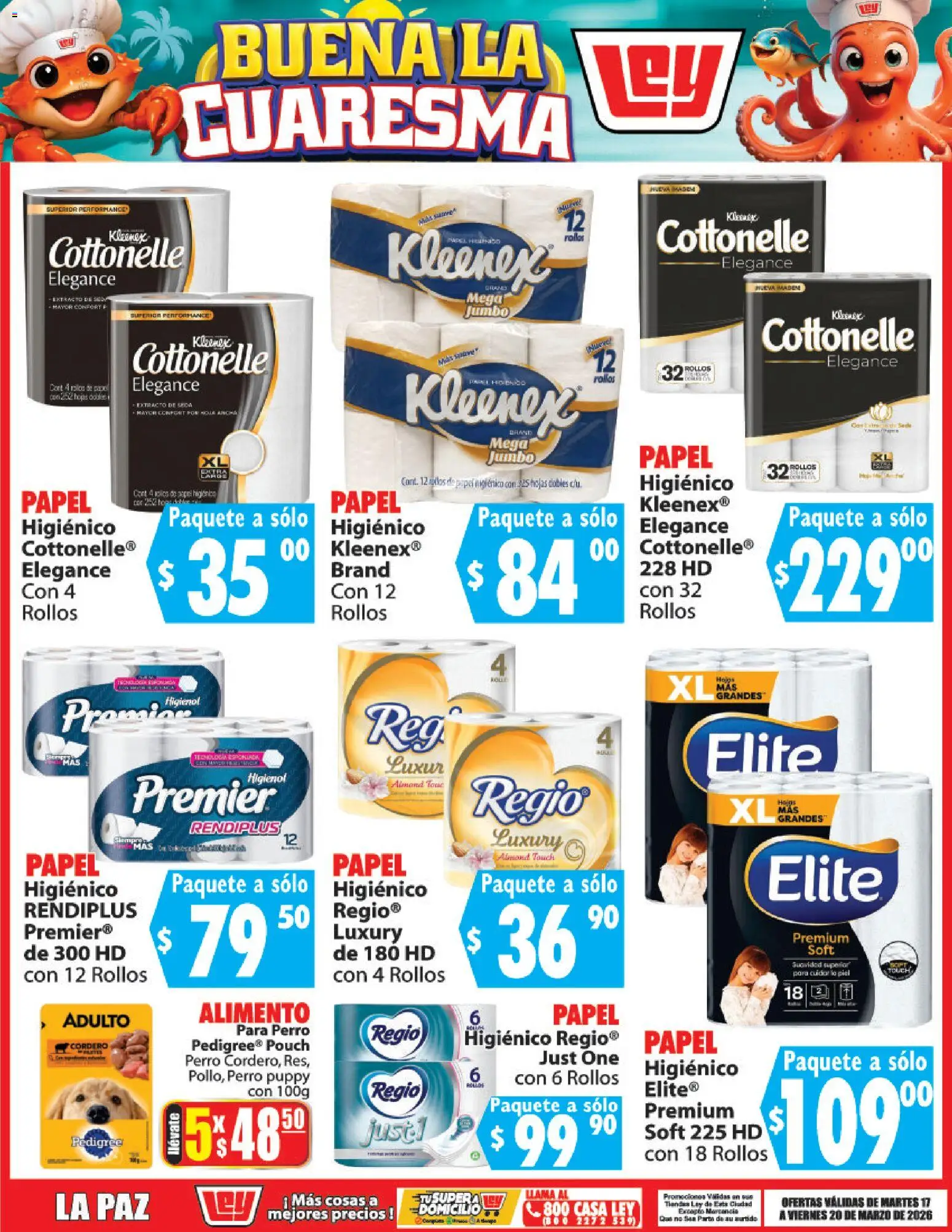 Nuevas ofertas de Casa Ley válidas en toda la República Mexicana desde el 17.03.2026. ¡Encuentra las mejores ofertas en Casa Ley folleto Buena la Cuaresma! | Página: 6 | Productos: Papel higiénico