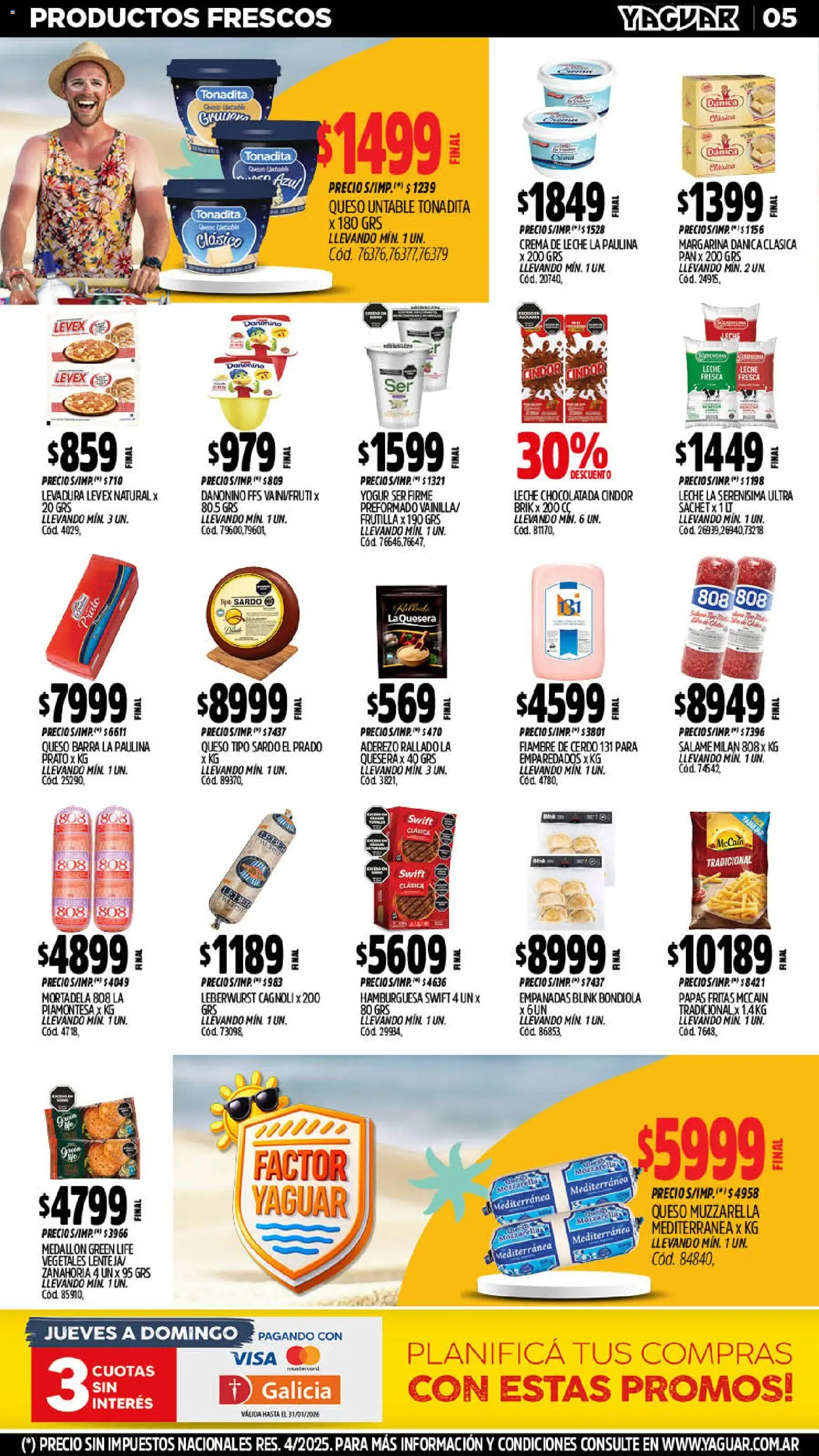 Yaguar catálogo │ válido desde el 05.01.2026 | Página: 5 | Productos: Yogur, Chocolatada, Cerdo, Crema