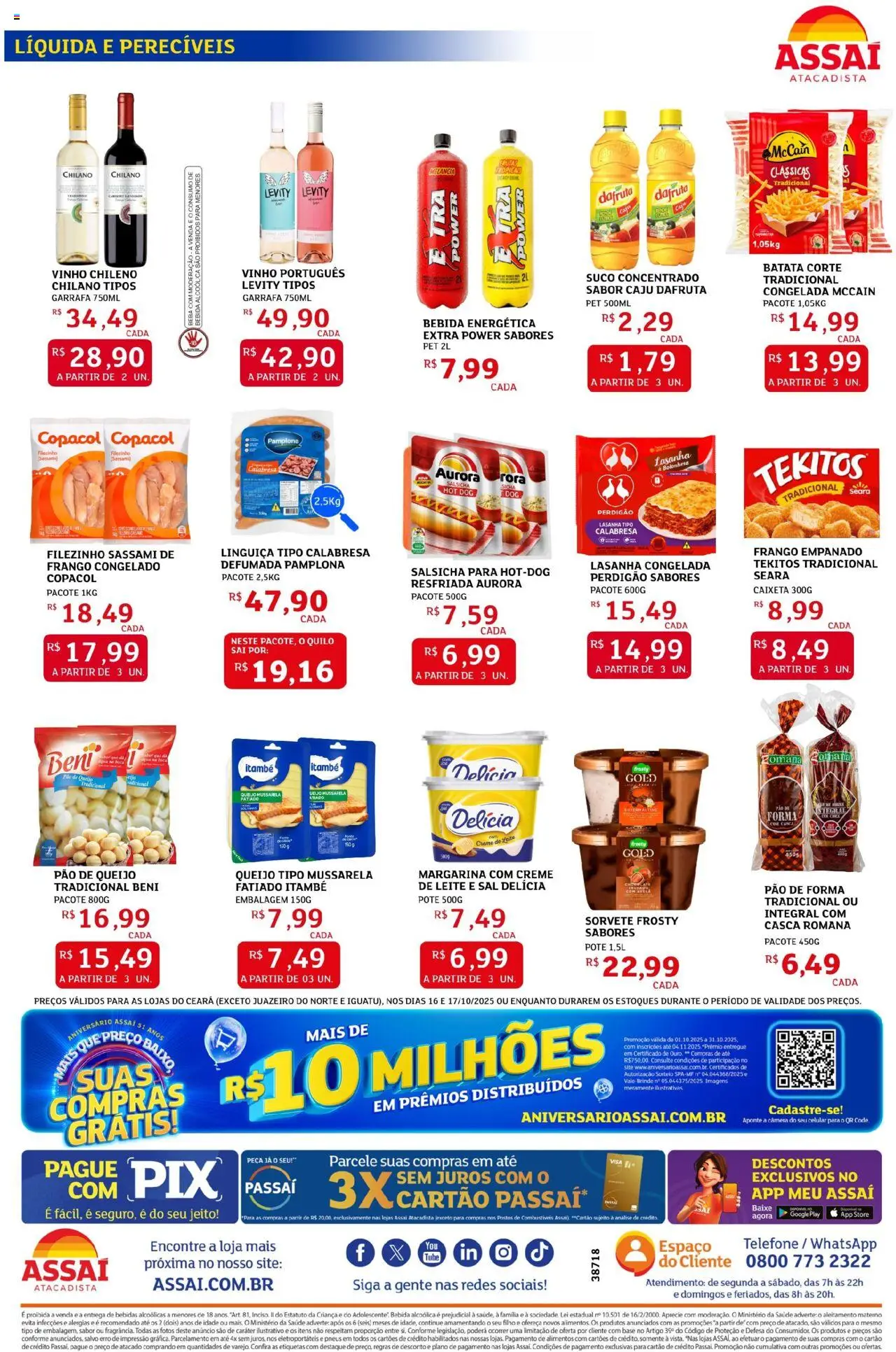 Assaí Atacadista Folheto - válido de 16.10.2025 | Página: 2 | Produtos: Leite, Queijo, Pneus, Margarina