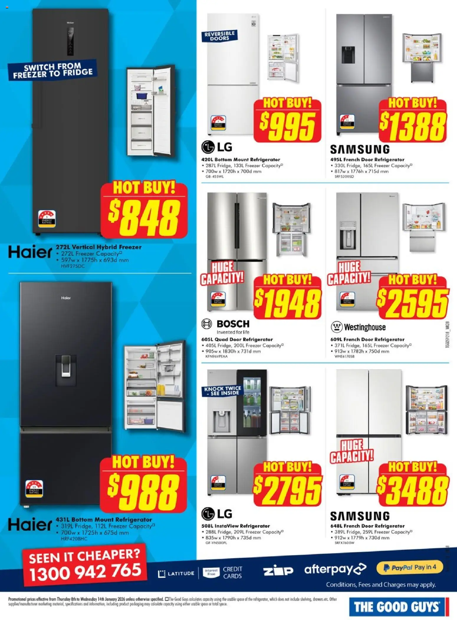 The Good Guys catalogue - valid from 07.01.2026 | Page: 9 | Products: Door, Fridge, Freezer, Refrigerator