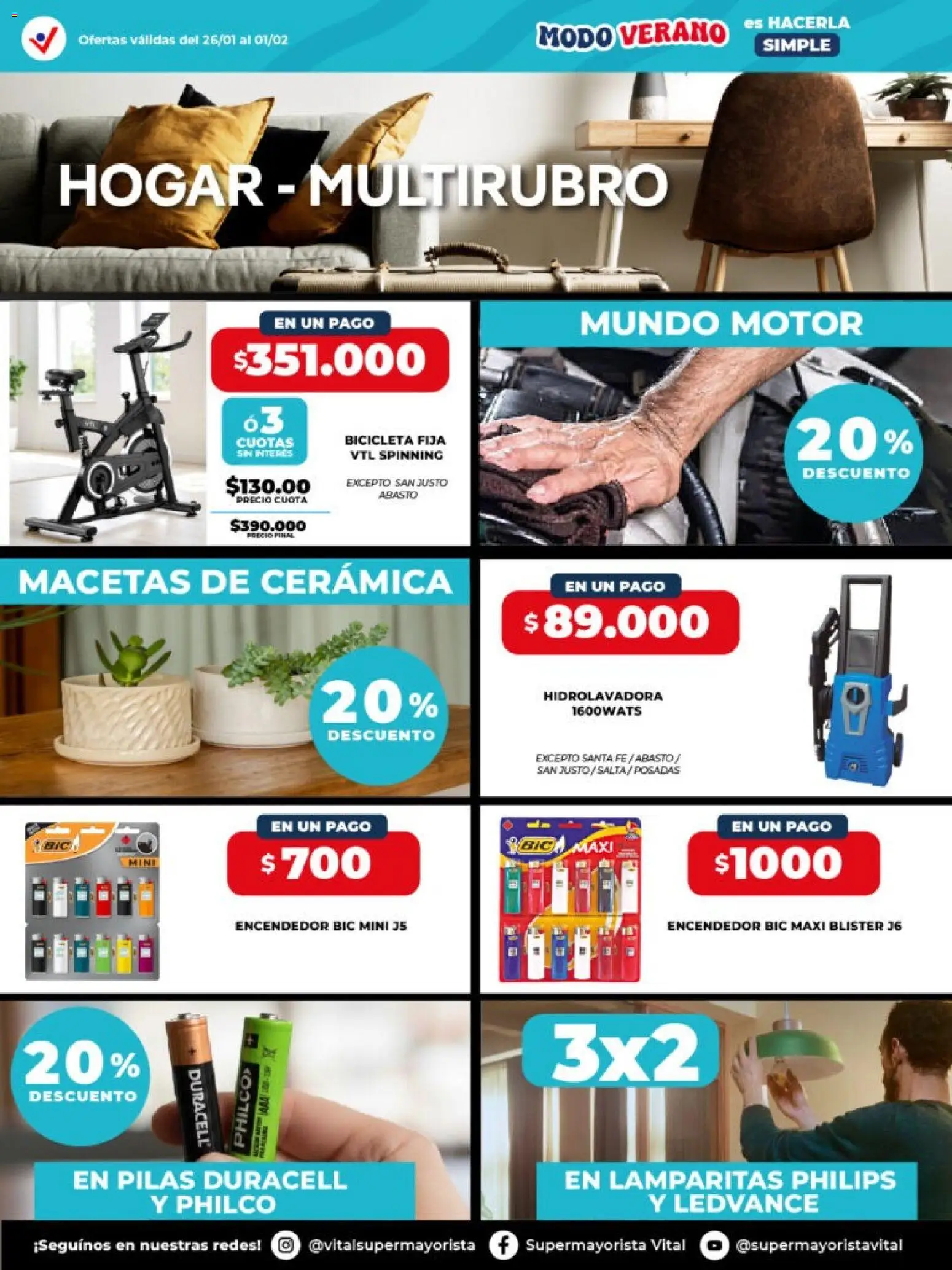 Vital - Especial de nonfood │ válido desde el 26.01.2026 | Página: 4 | Productos: Encendedor, Bicicleta fija, Pilas, Hidrolavadora