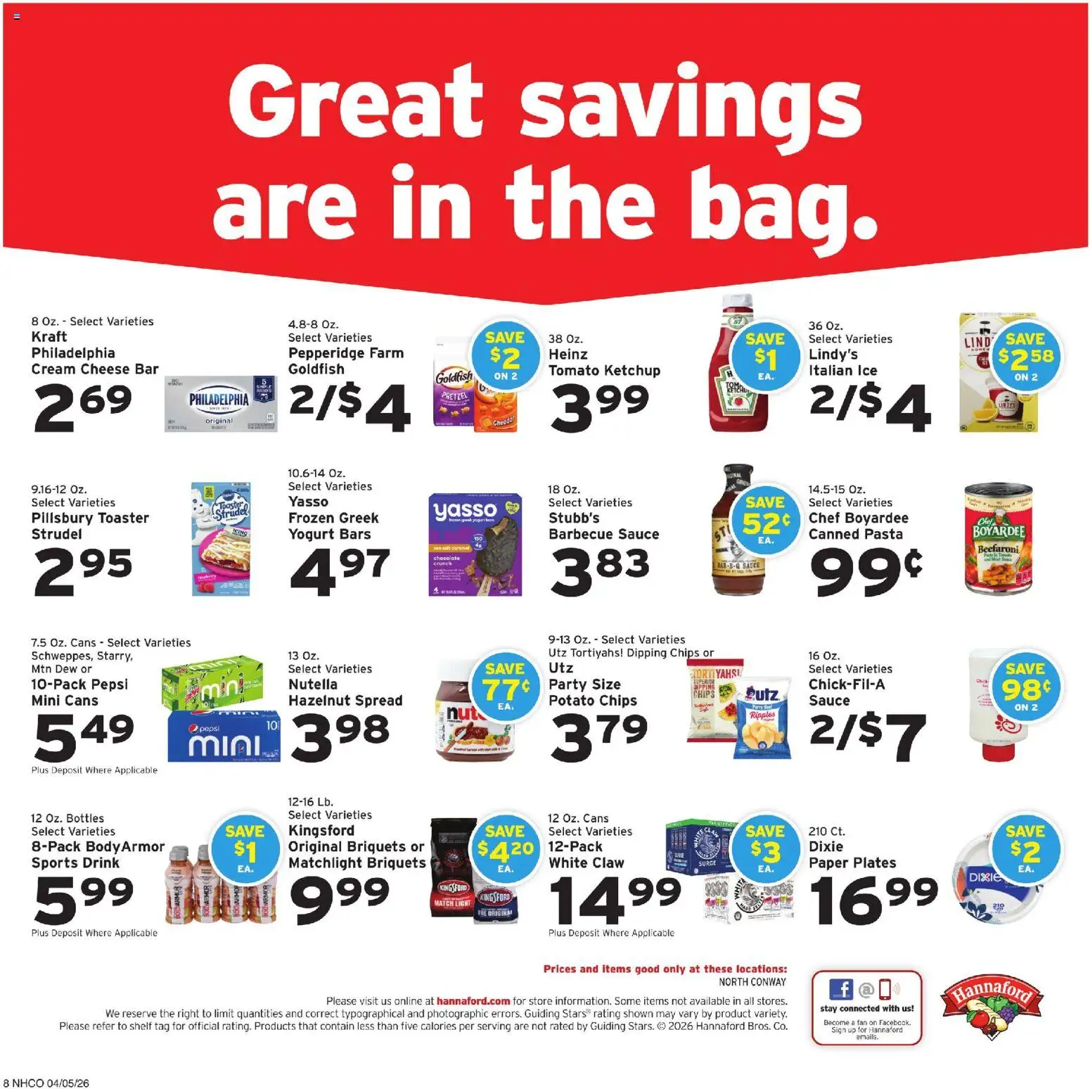 Hannaford Weekly Ad - valid from 05.04.2026 | Page: 12 | Products: Toaster, Cheese, Yogurt, Chocolate