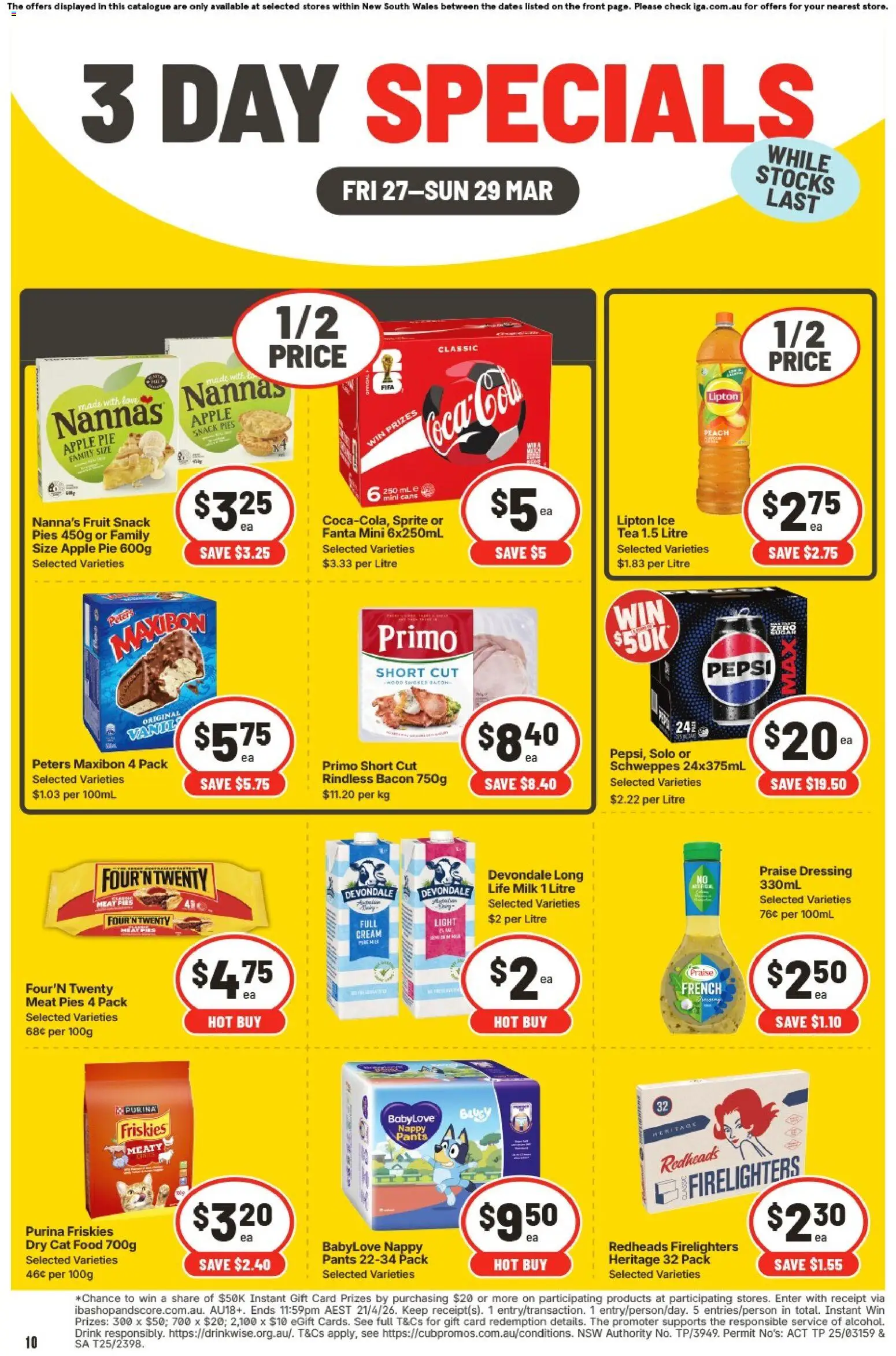IGA catalogue - valid from 27.03.2026 | Page: 2 | Products: Meat, Pepsi, Cream, Peach