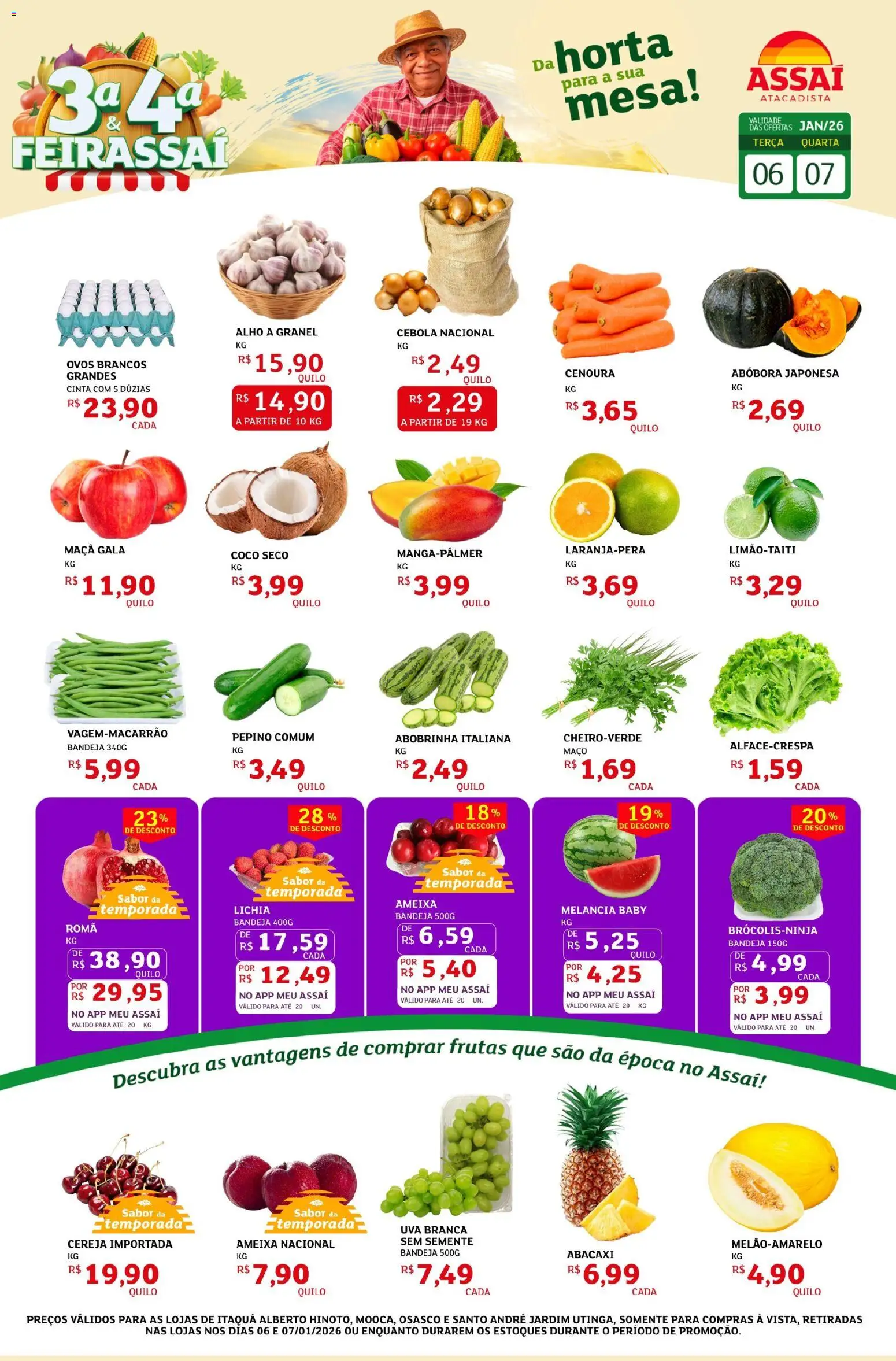 Assaí Atacadista Folheto - válido de 06.01.2026 | Página: 1 | Produtos: Melancia, Lichia, Cebola, Ovos