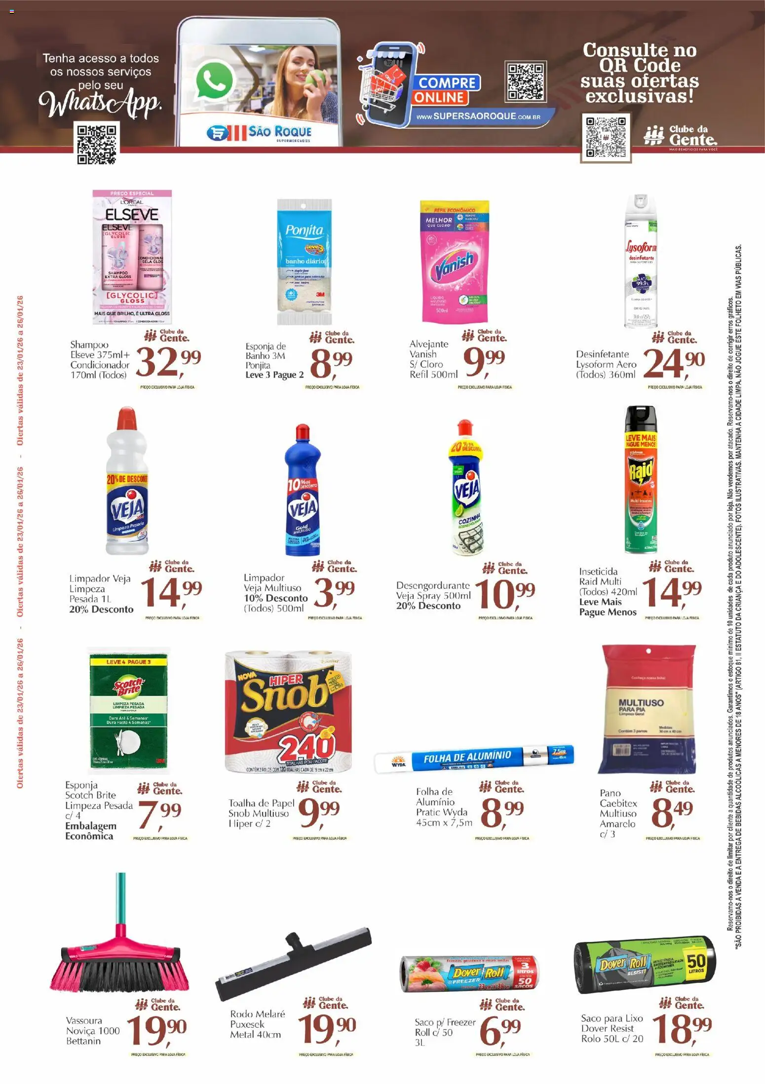 São Roque Supermercados Folheto - válido de 23.01.2026 | Página: 6 | Produtos: Rolo, Freezer, Pia, Desinfetante