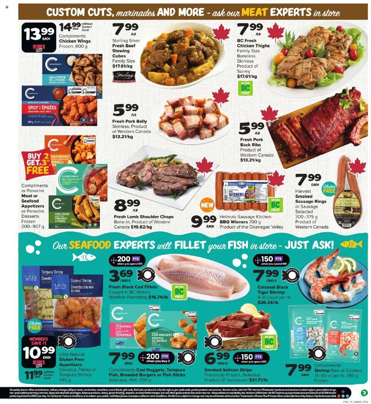 Thrifty Foods flyer valid from 18.09.2025 | Page: 4 | Products: Beef, Chicken wings, Chicken, Pork