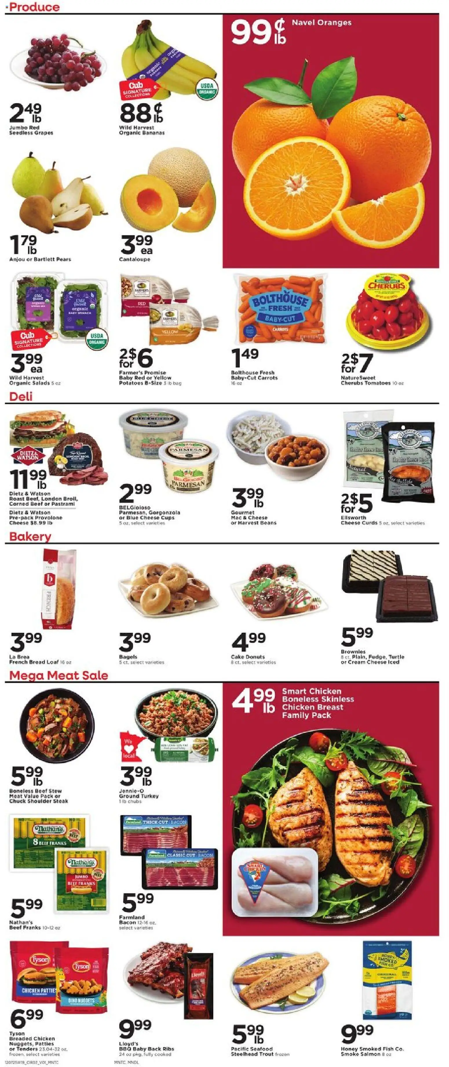 Cub Foods Weekly Ad - valid from 07.12.2025 | Page: 4 | Products: Oranges, Tomatoes, Bananas, Grapes