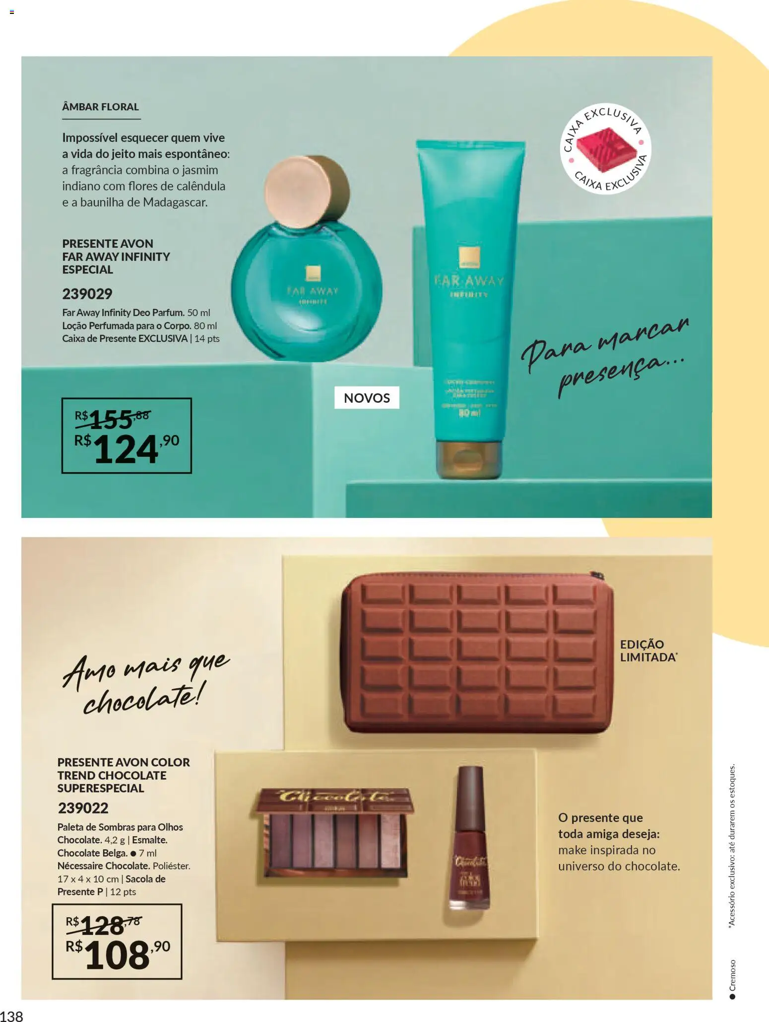 Avon Folheto - válido de 06.01.2026 | Página: 138 | Produtos: Necessaire, Flores, Caixa, Chocolate