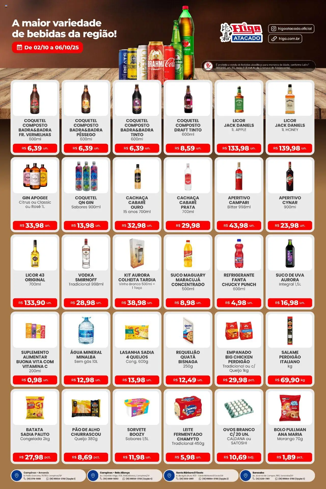 Higa Atacado Folheto - válido de 02.10.2025 | Página: 3 | Produtos: Suco, Vinho, Batata, Vitamina c