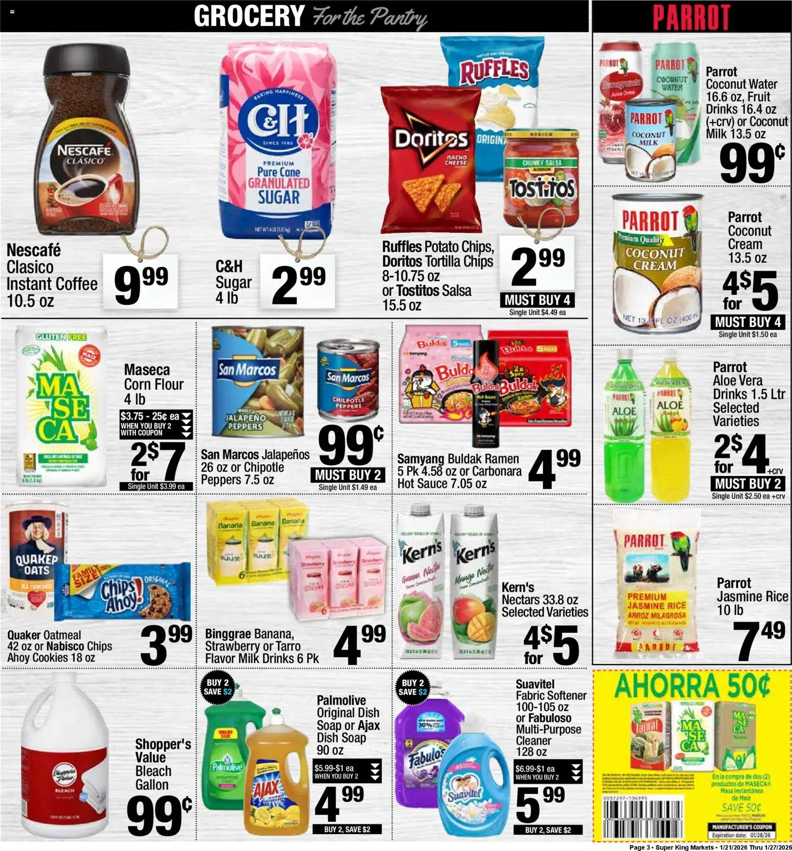 Super King Weekly Ad - valid from 21.01.2026 | Page: 3 | Products: Coffee, Fabric softener, Cream, Water