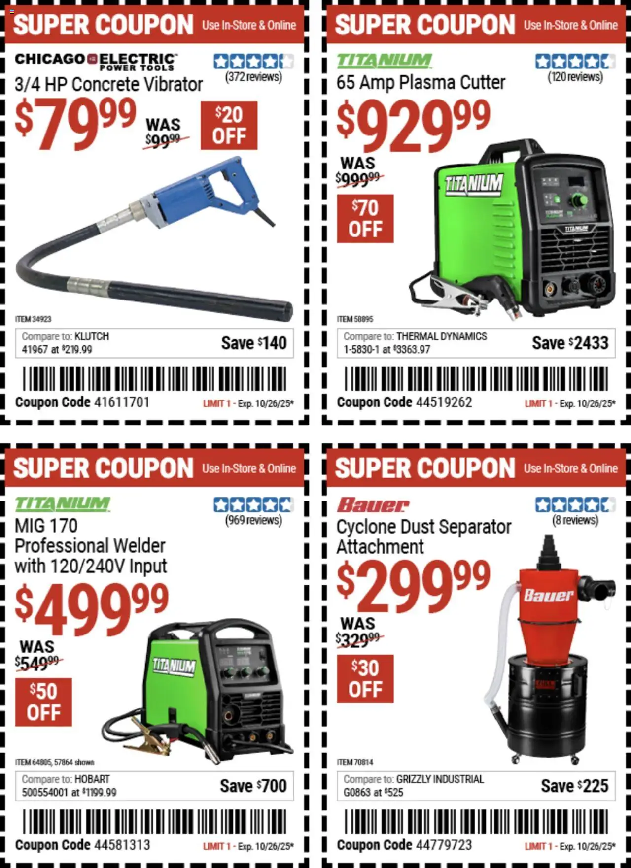 Harbor Freight Coupon Deals - valid from 13.10.2025 | Page: 7 | Products: Cutter