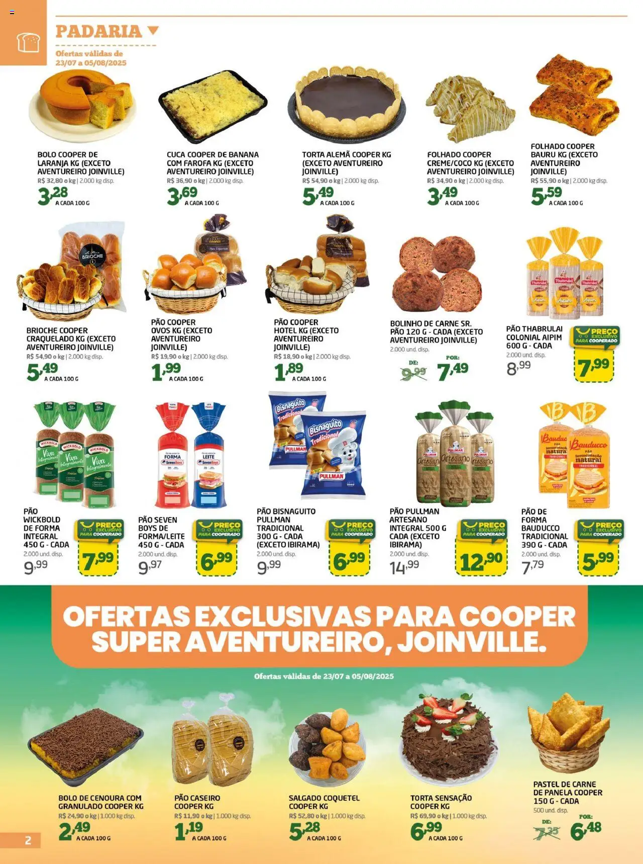 Cooper Folheto - válido de 23.07.2025 | Página: 2 | Produtos: Pão, Carne, Bolo, Farofa