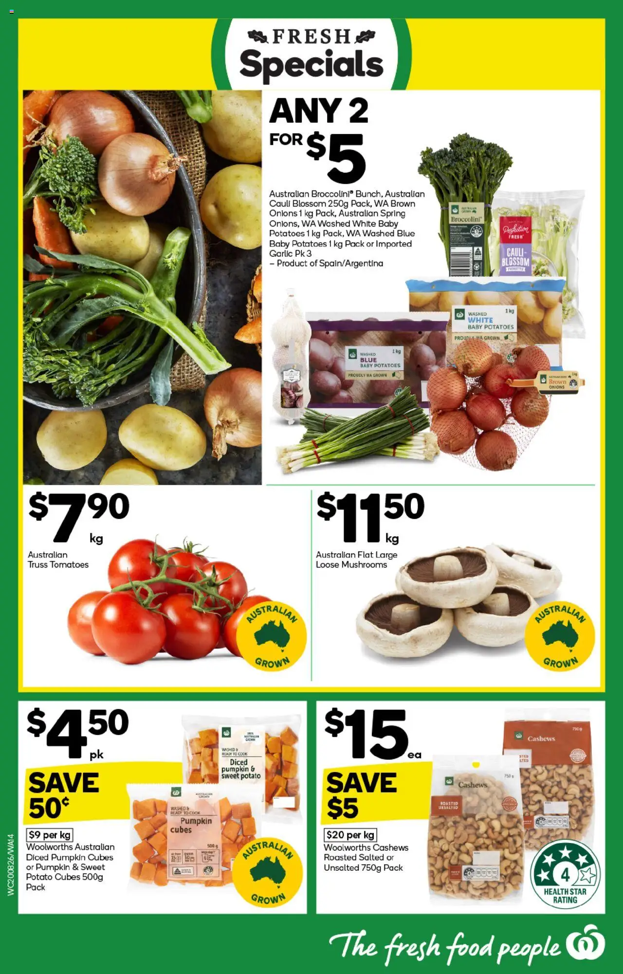Woolworths catalogue - valid from 20.08.2025 | Page: 14 | Products: Mushrooms, Onions, Garlic, Pumpkin