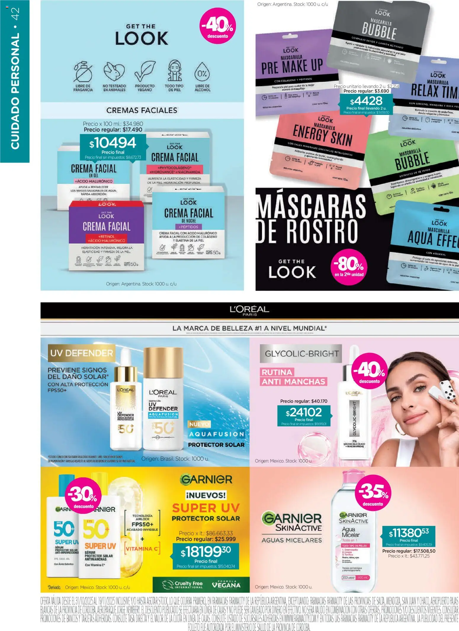 Farmacity catálogo │ válido desde el 30.10.2025 | Página: 42 | Productos: Mascarilla, Serum, Té, Crema