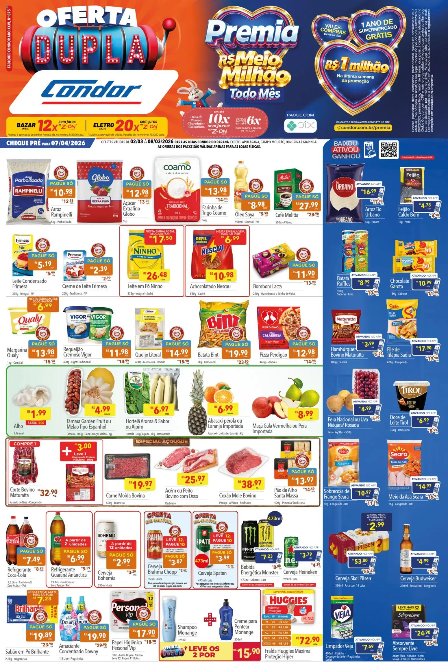Supermercados Condor Folheto - válido de 02.03.2026 | Página: 1 | Produtos: Cerveja, Heineken, Absorvente, Margarina