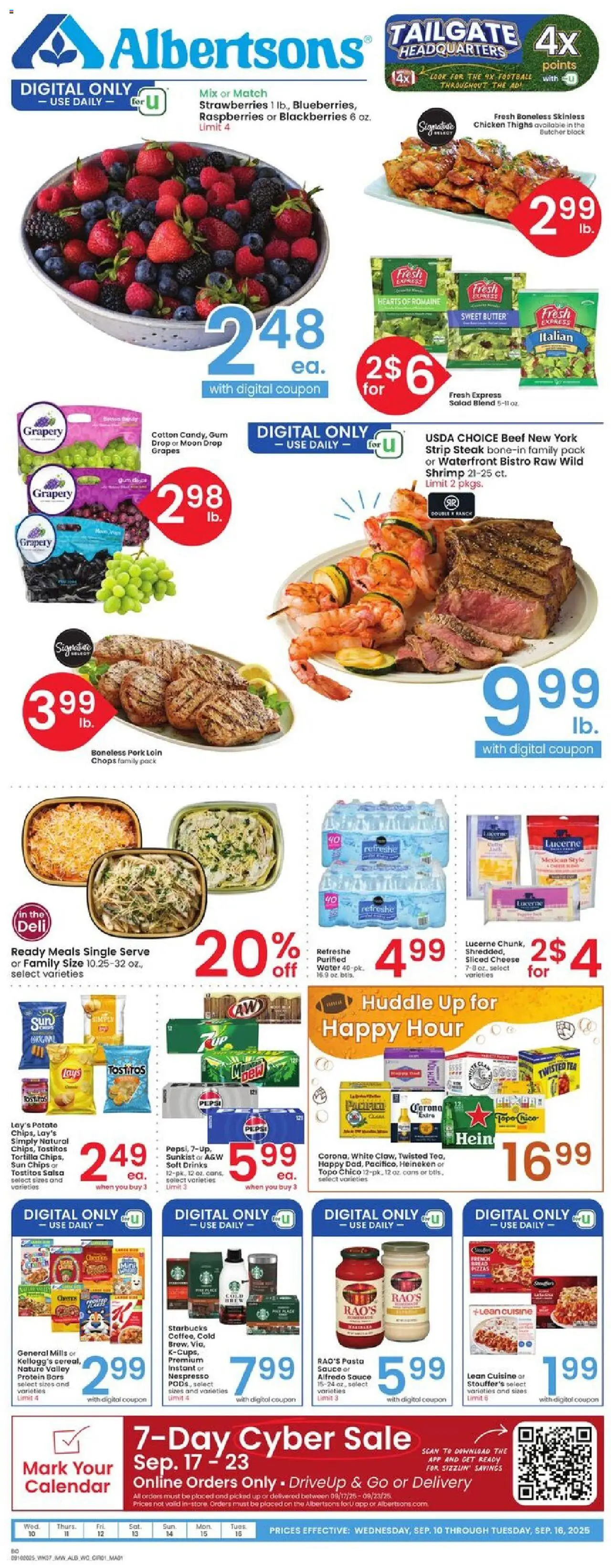 Albertsons Weekly Ad - valid from 10.09.2025 | Page: 1 | Products: Pork, Tea, Pasta, Sauce