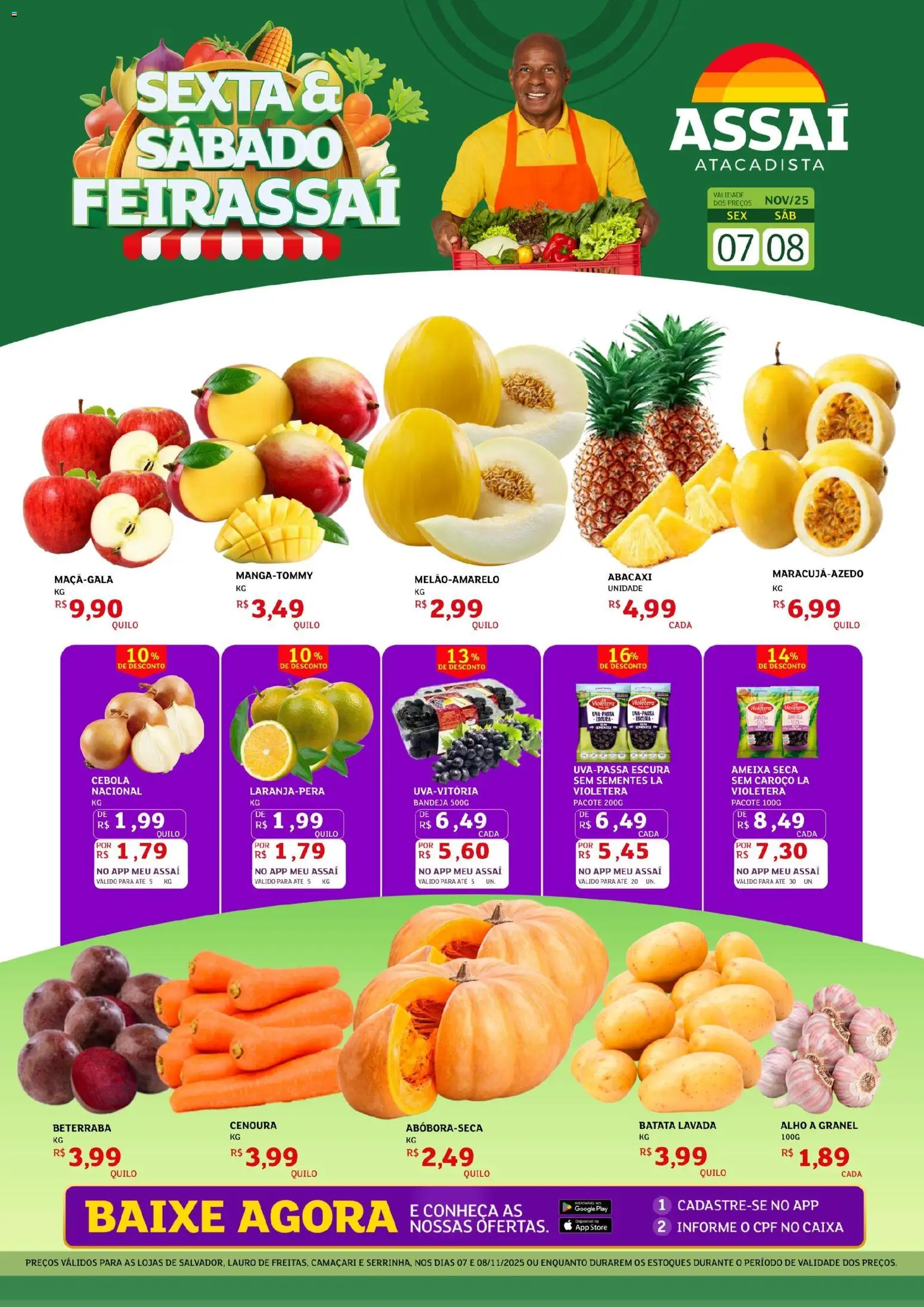 Assaí Atacadista Folheto - válido de 07.11.2025 | Página: 1 | Produtos: Alho, Beterraba, Cenoura, Bandeja