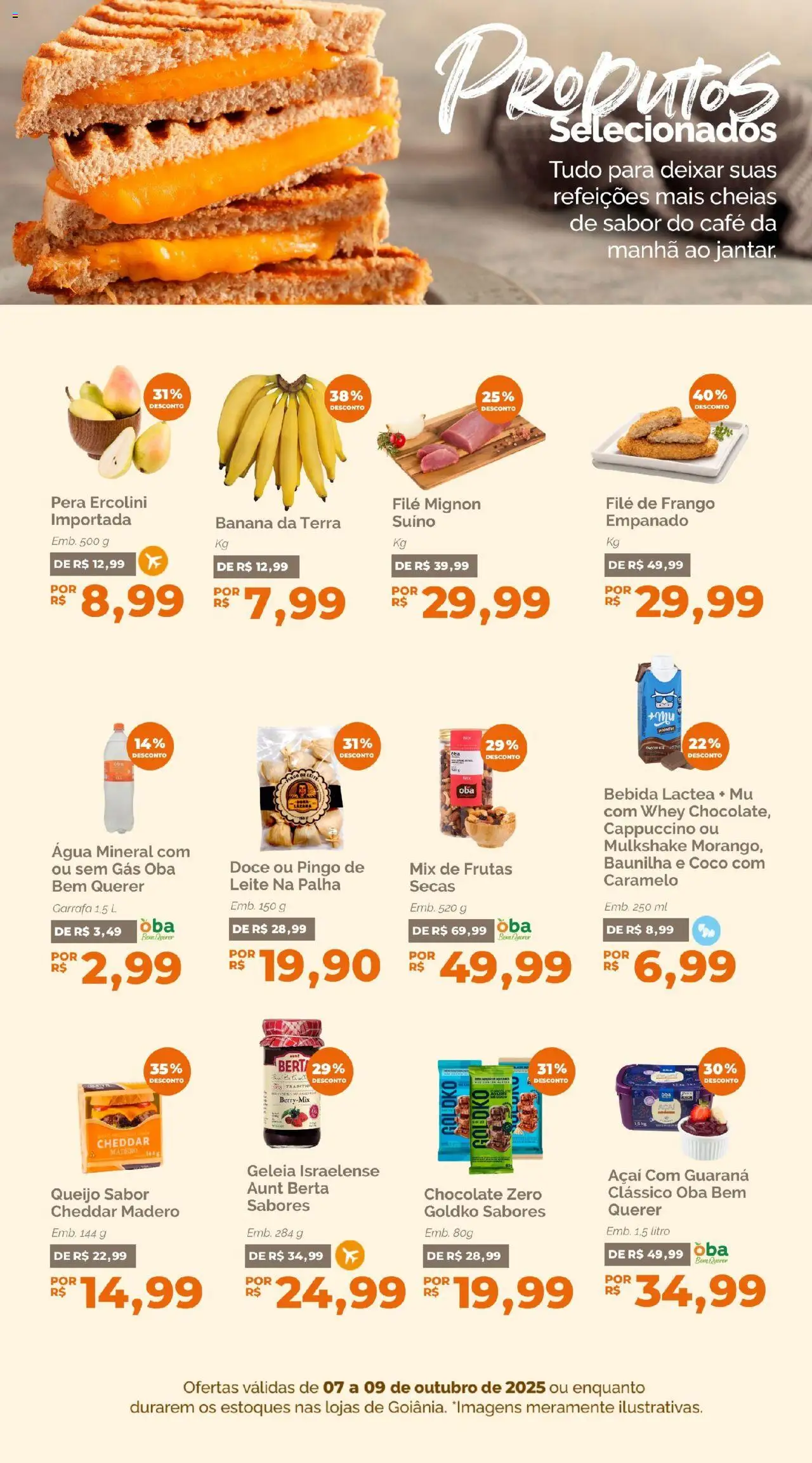 Oba Hortifruti Folheto - válido de 07.10.2025 | Página: 5 | Produtos: Filé de frango, Café, Cheddar, Açaí