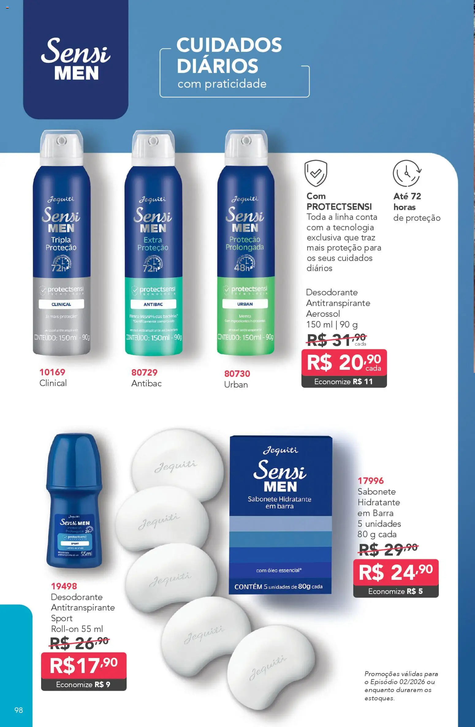 Jequiti Folheto - válido de 30.01.2026 | Página: 98 | Produtos: Desodorante, Óleo, Sabonete