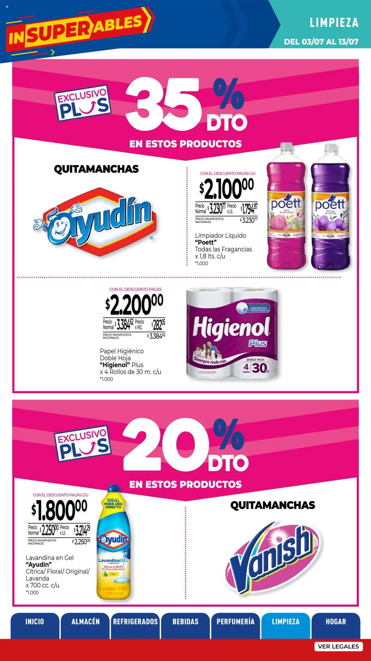 La Anonima - Insuperables - z5 │ válido desde el 03.07.2025 | Página: 34 | Productos: Papel higiénico, Lavandina, Quitamanchas, Limpiador