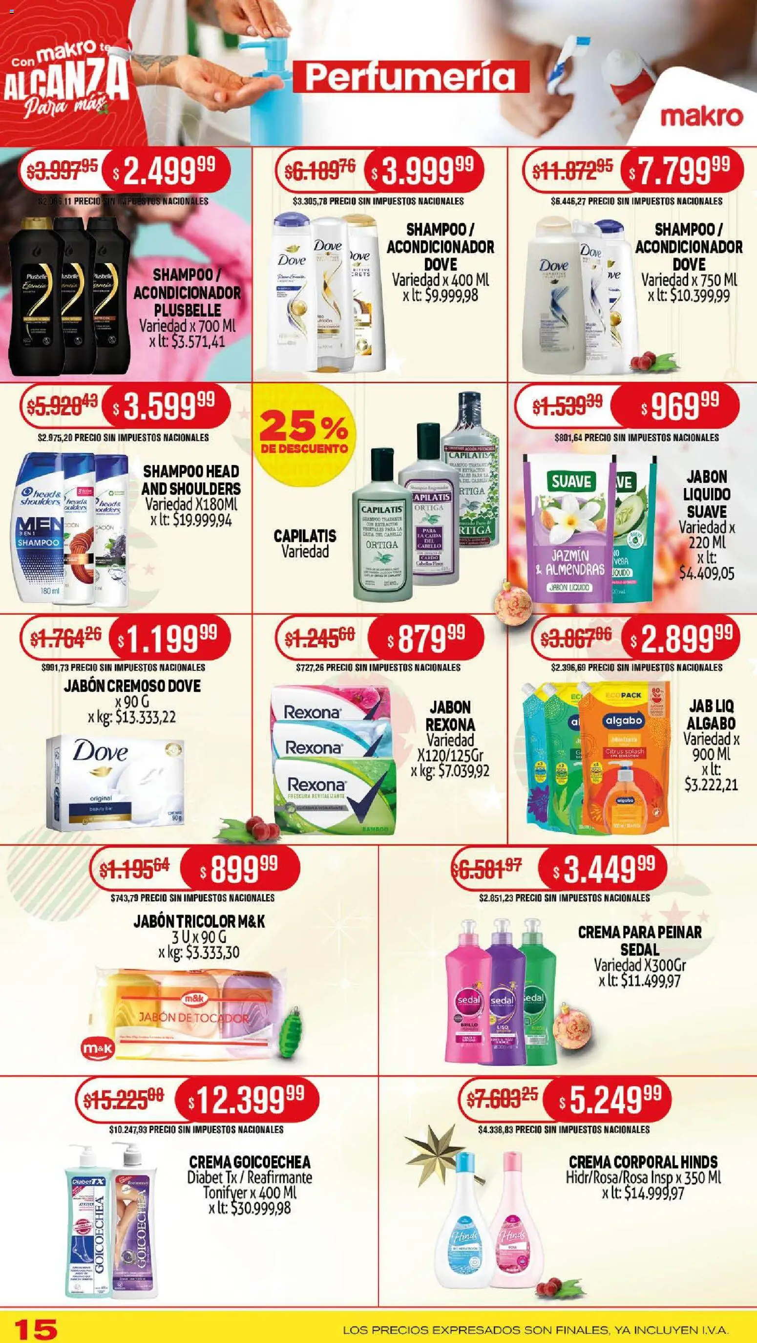 Makro ofertas │ válido desde el 11.12.2025 | Página: 15 | Productos: Almendras, Jabón líquido, Acondicionador, Crema