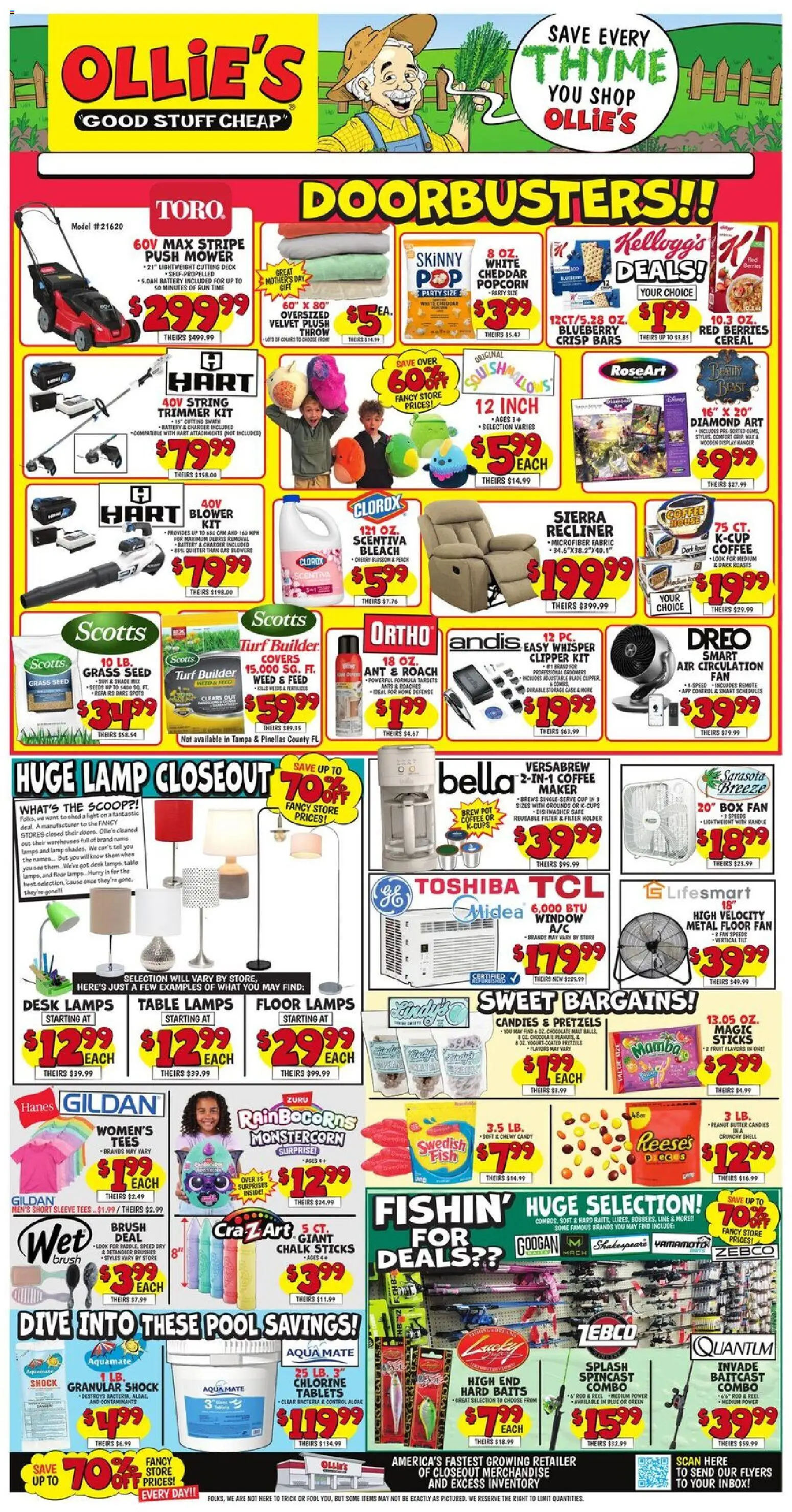 Ollie's Weekly Ad - valid from 15.04.2026 | Page: 1 | Products: Trimmer, Table, Lamp, Recliner