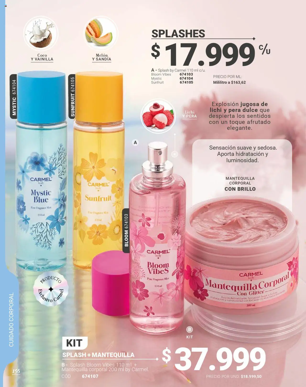 Carmel revista - valida desde el 08.09.2025 | Página: 158 | Productos: Glitter, Body, Coco, Loción tonificante