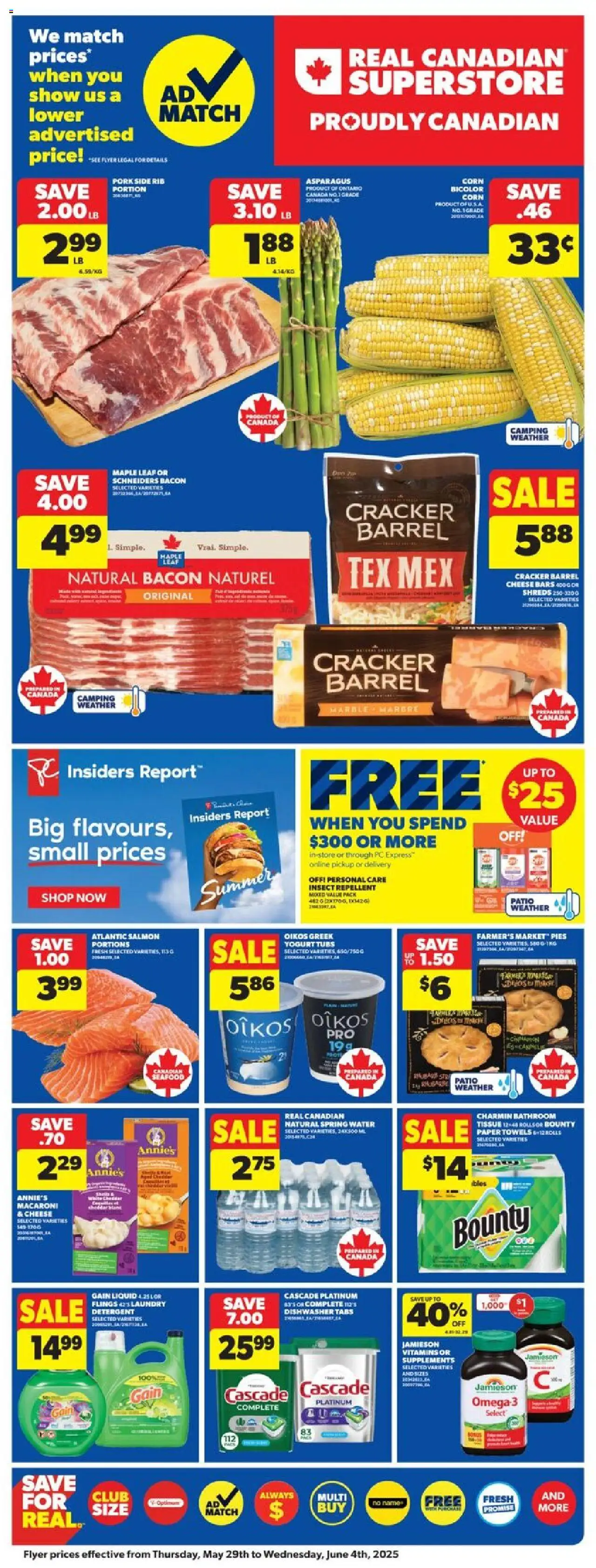 Real Canadian Superstore flyer valid from 29.05.2025 | Page: 3 | Products: PC, Dishwasher, Cheese, Pork