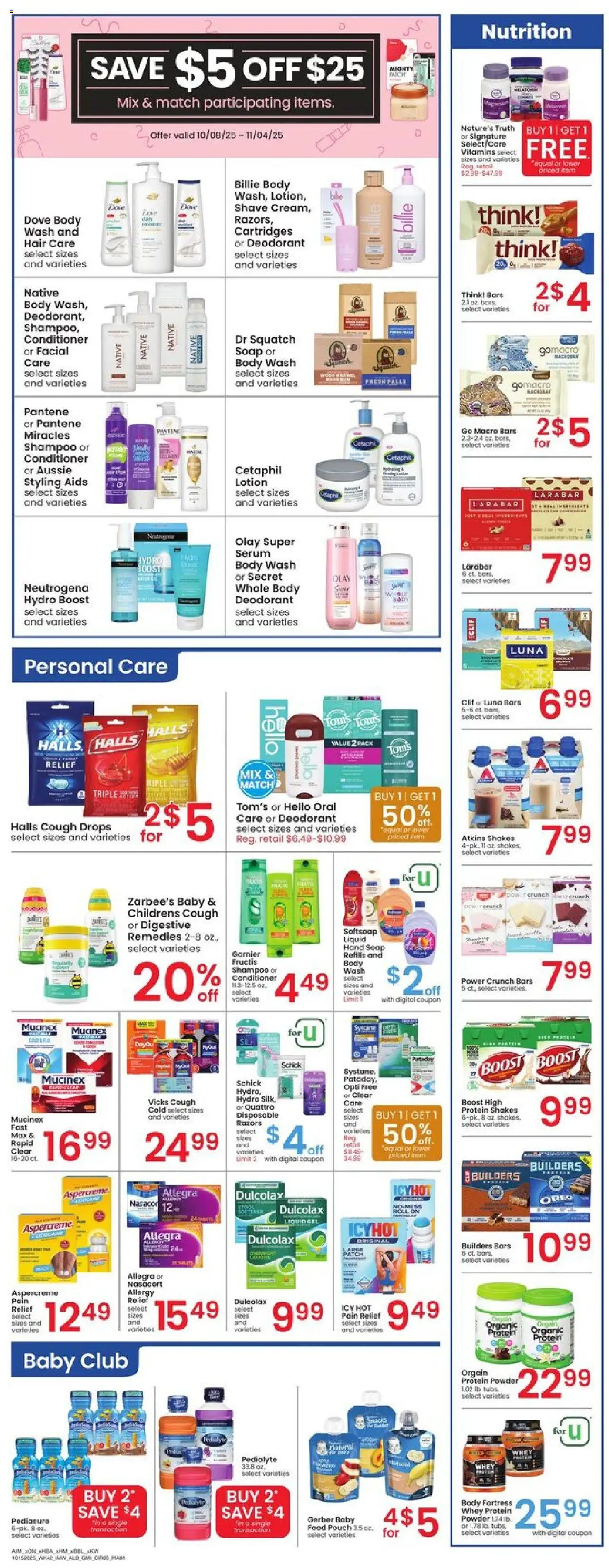 Albertsons Weekly Ad - valid from 15.10.2025 | Page: 6 | Products: Protein Powder, Powder, Deodorant, Body Wash