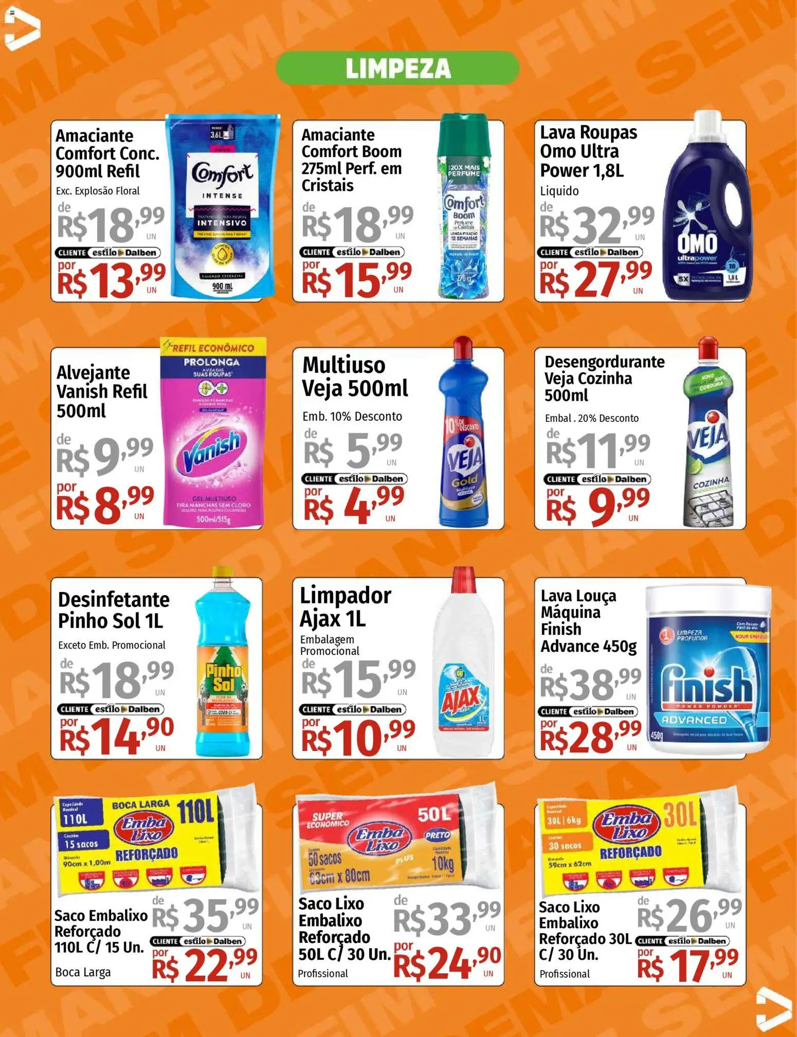Supermercado Dalben Folheto - válido de 23.01.2026 | Página: 13 | Produtos: Tira manchas, Desengordurante, Amaciante, Desinfetante