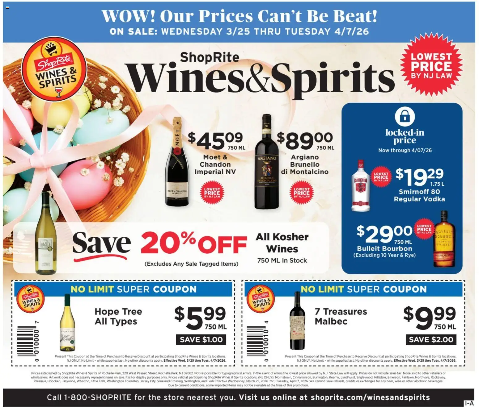 ShopRite Wine & Spirits - valid from 25.03.2026 | Page: 1 | Products: Wine, Bourbon, Vodka, Whiskey