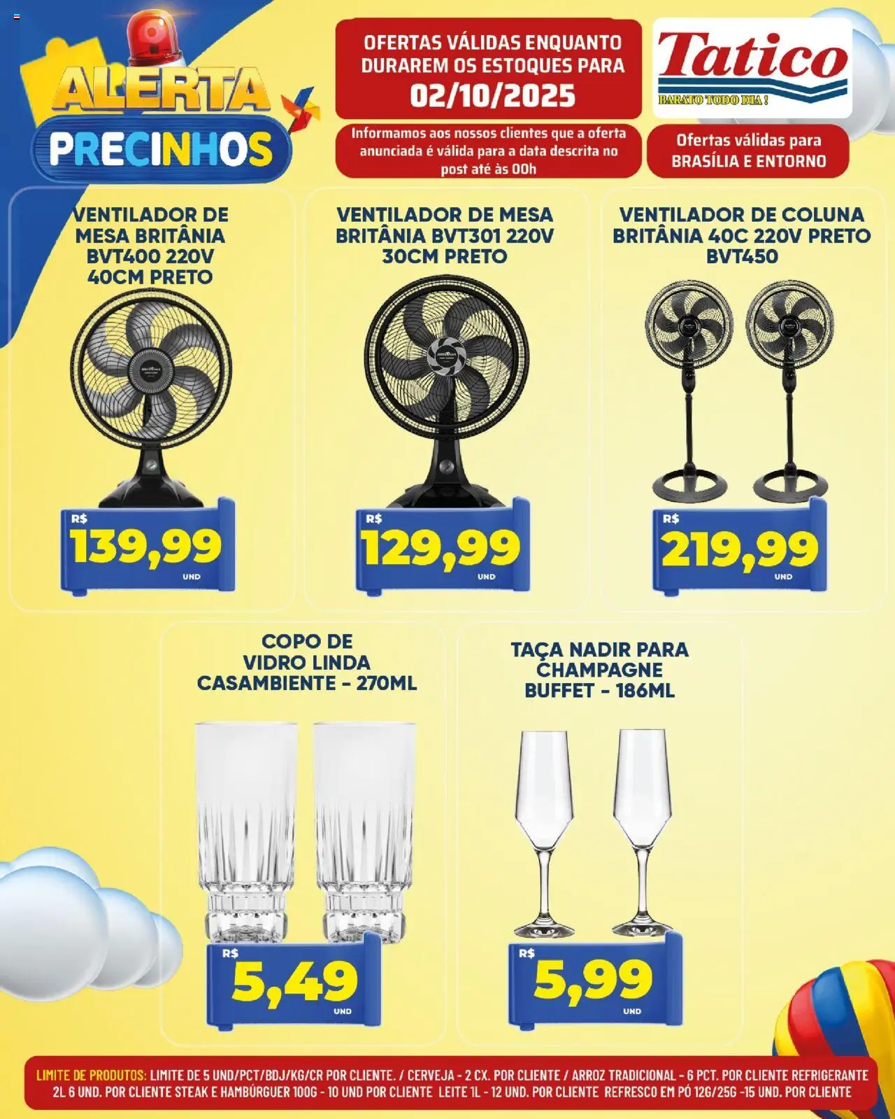 Tatico Folheto - válido de 02.10.2025 | Página: 28 | Produtos: Ventilador de mesa, Refresco, Leite, Hambúrguer