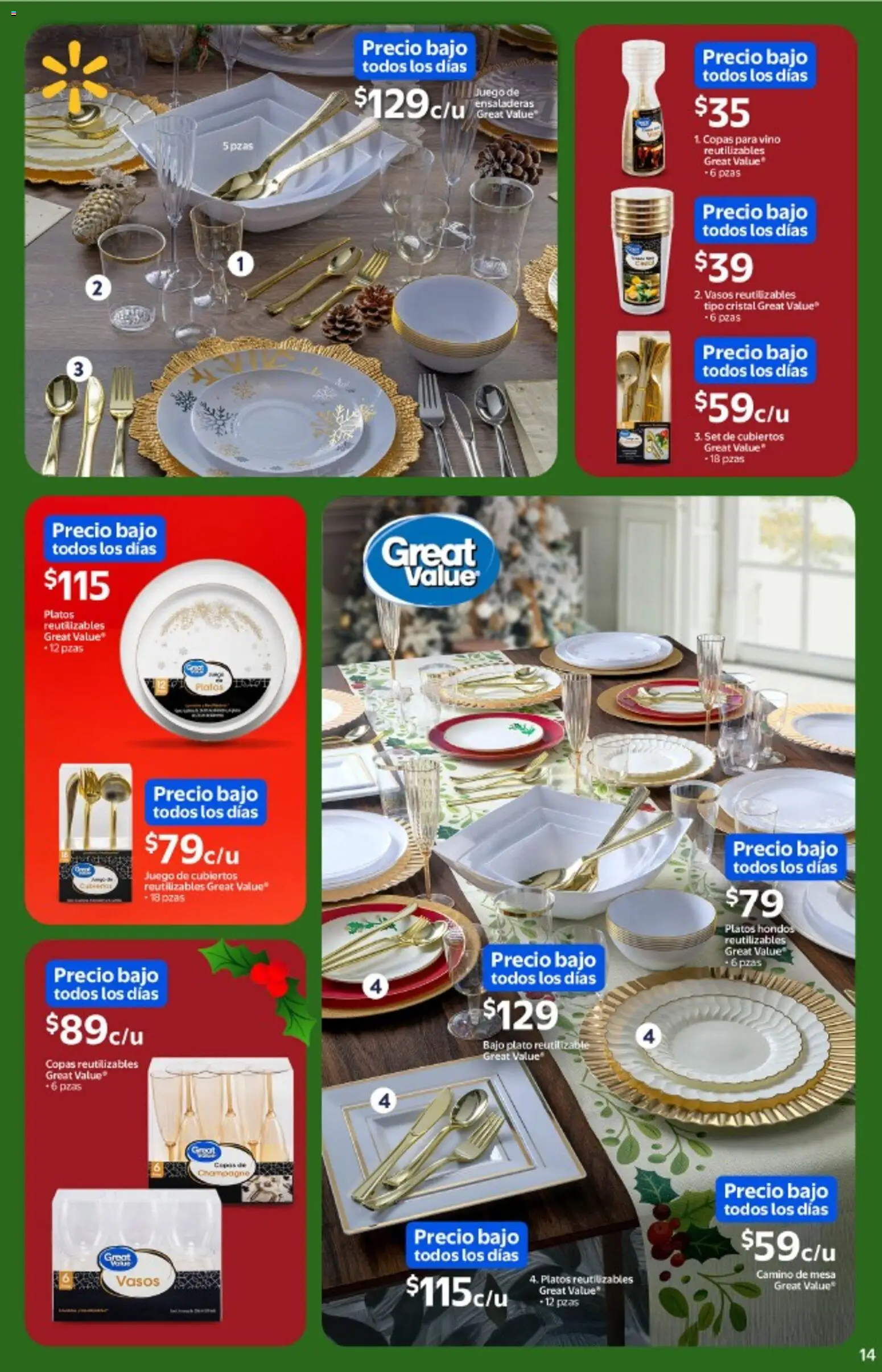 Nuevas ofertas de Walmart válidas en toda la República Mexicana desde el 03.12.2025. ¡Encuentra las mejores ofertas en Walmart catálogo La cena más esperada a precios bajos! | Página: 14 | Productos: Juego, Vino, Mesa, Vasos