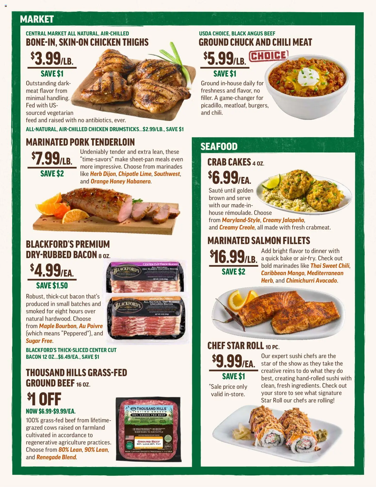Central Market Weekly Ad - valid from 25.02.2026 | Page: 3 | Products: Pork, Beef, Sugar, Seafood