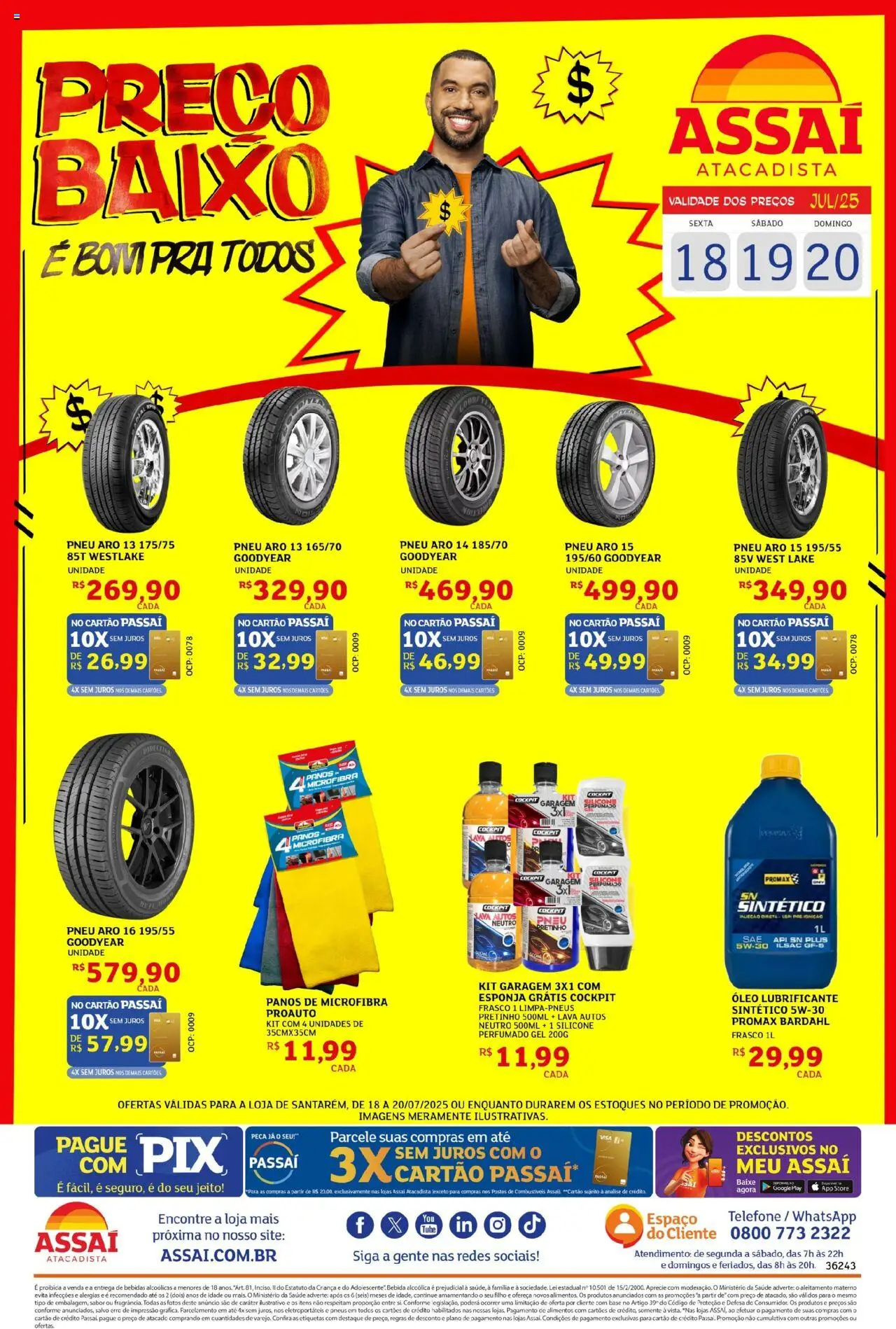 Assaí Atacadista Folheto - válido de 18.07.2025 | Página: 1 | Produtos: Esponja, Óleo, Pneus, Bebida