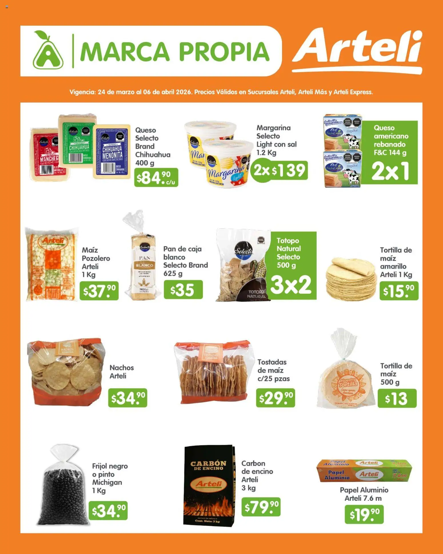 Nuevas ofertas de Arteli válidas en toda la República Mexicana desde el 24.03.2026. ¡Encuentra las mejores ofertas en Arteli folleto Quincenal! | Página: 3 | Productos: Sal, Queso, Pan, Caja