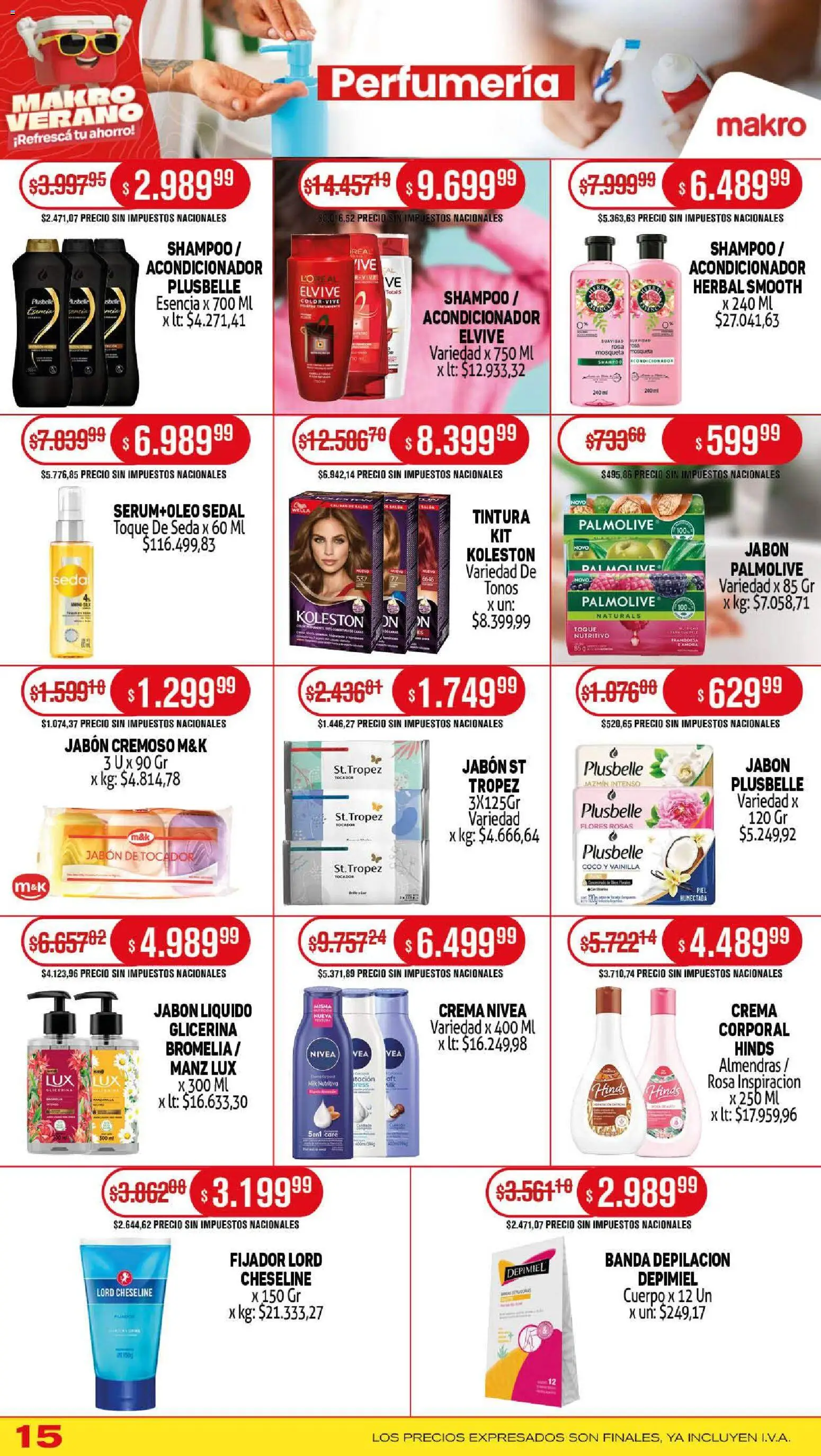 Makro ofertas │ válido desde el 08.01.2026 | Página: 15 | Productos: Jabón líquido, Shampoo, Acondicionador, Crema