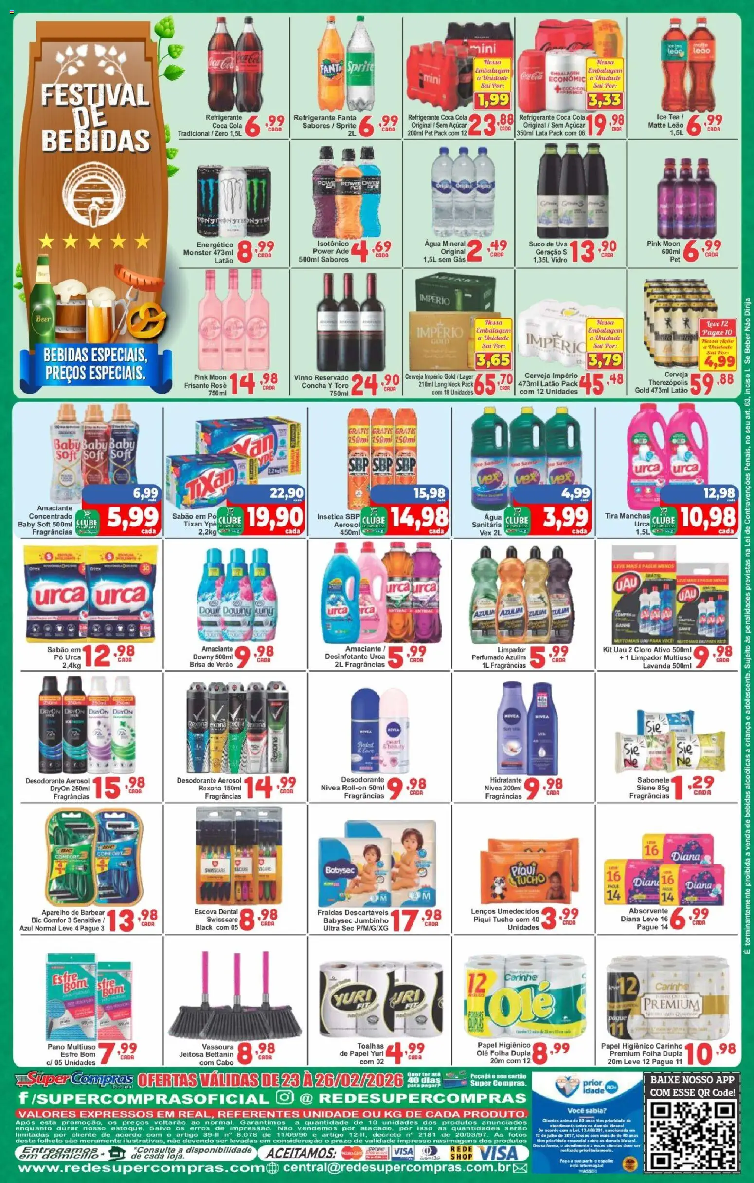 Rede Super Compras Folheto - válido de 23.02.2026 | Página: 4 | Produtos: Desodorante, Sabão em pó, Papel higiênico, Amaciante